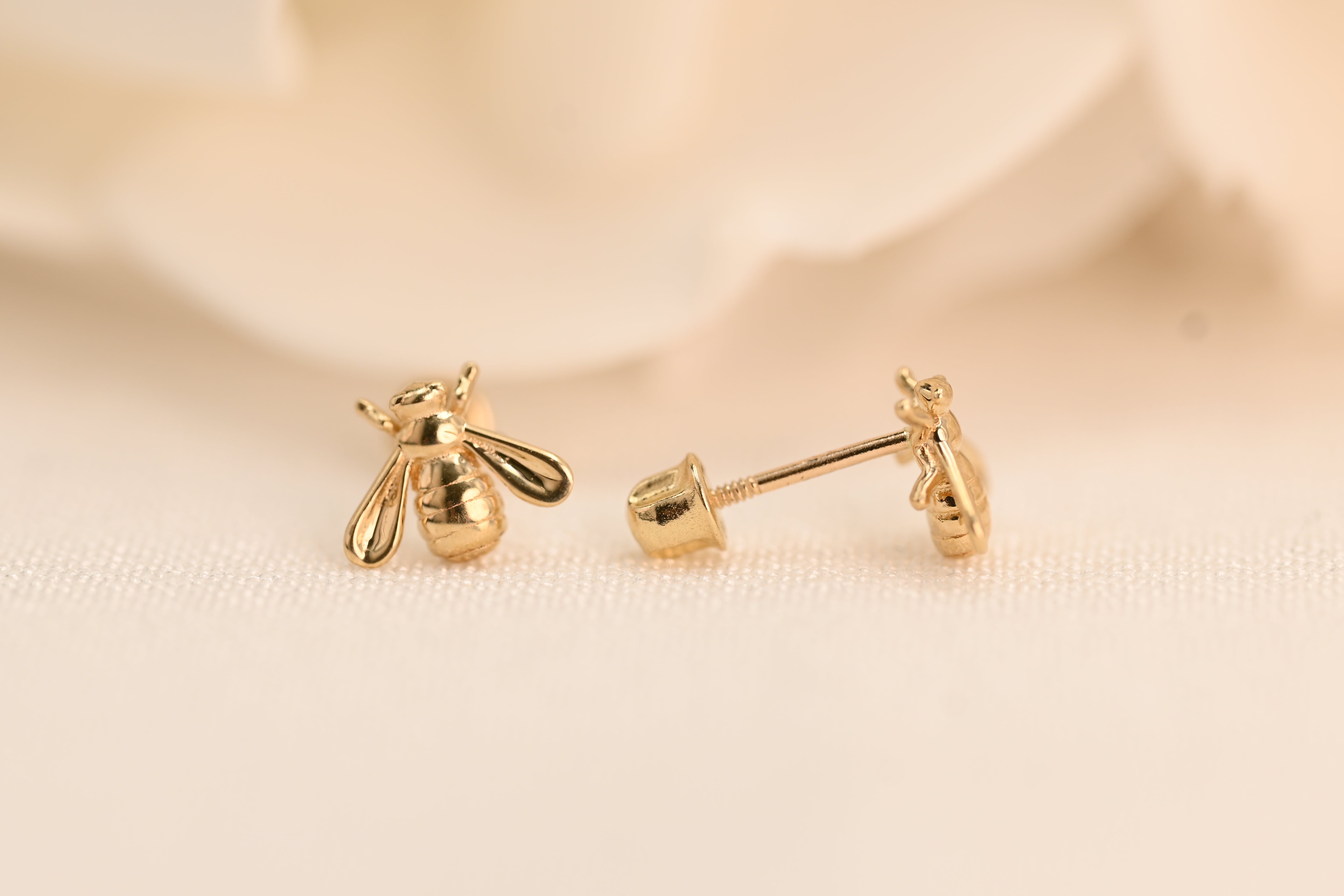 14k Bee Earrings