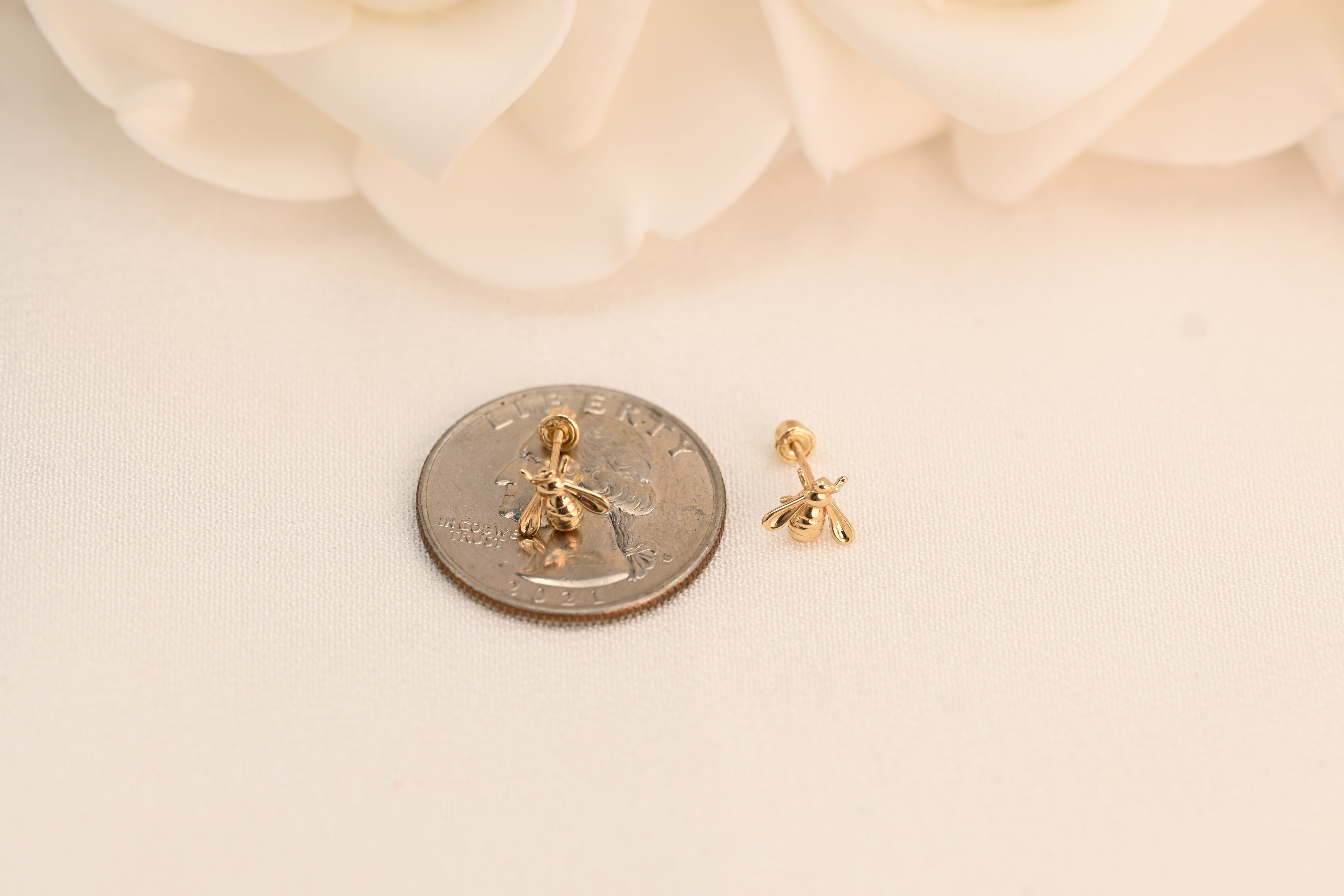 14k Bee Earrings