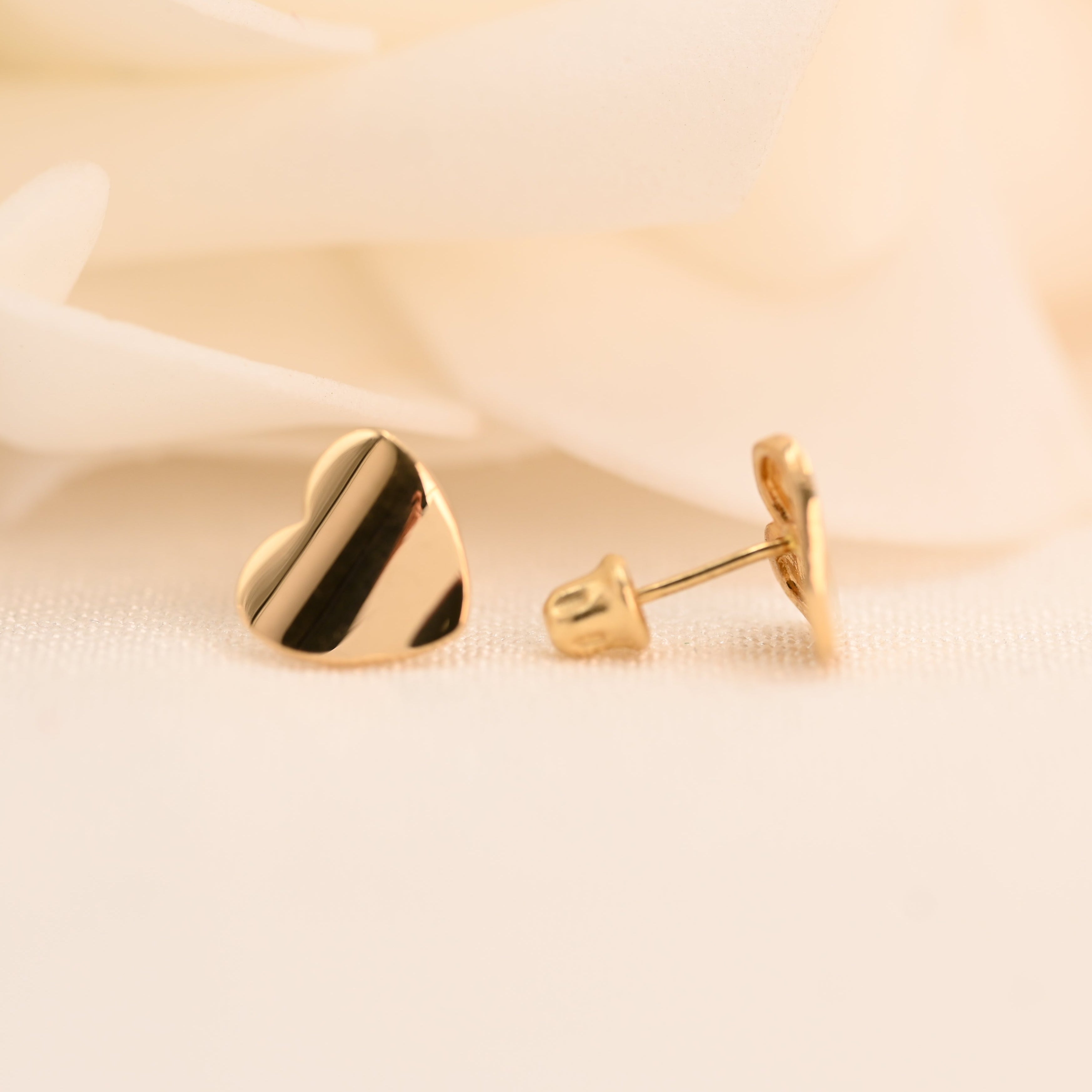 14k Polished Heart Earrings