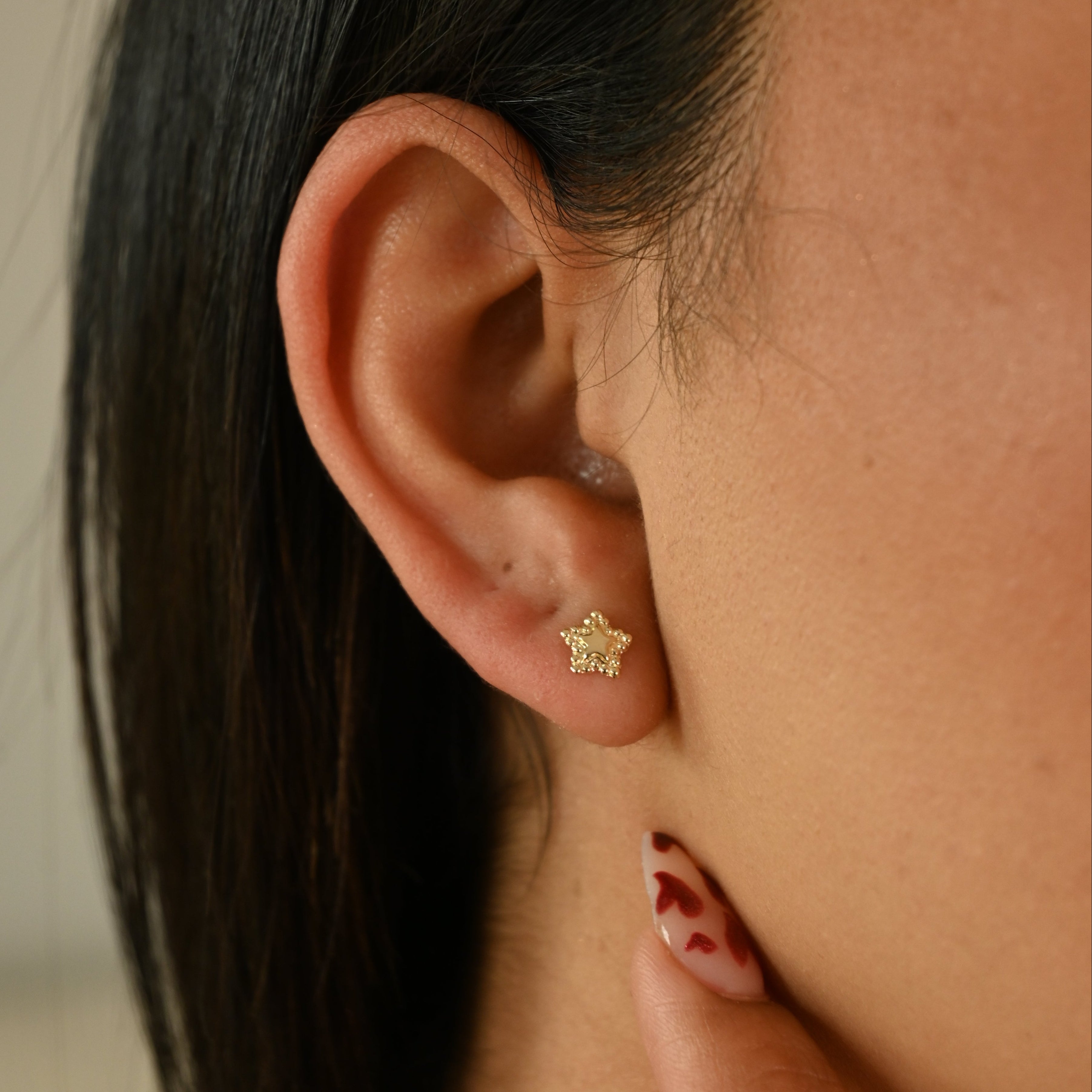 Beaded Star Outline Stud Earrings