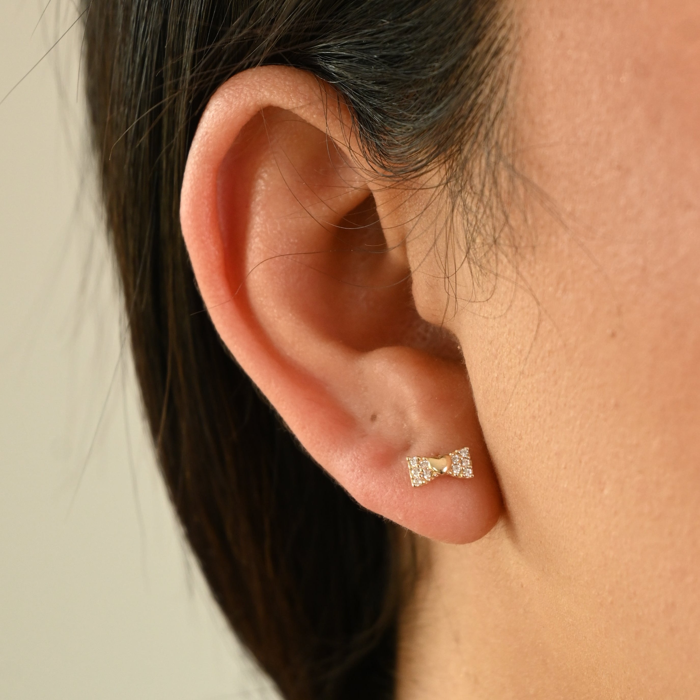 14k Bow Cz Earrings