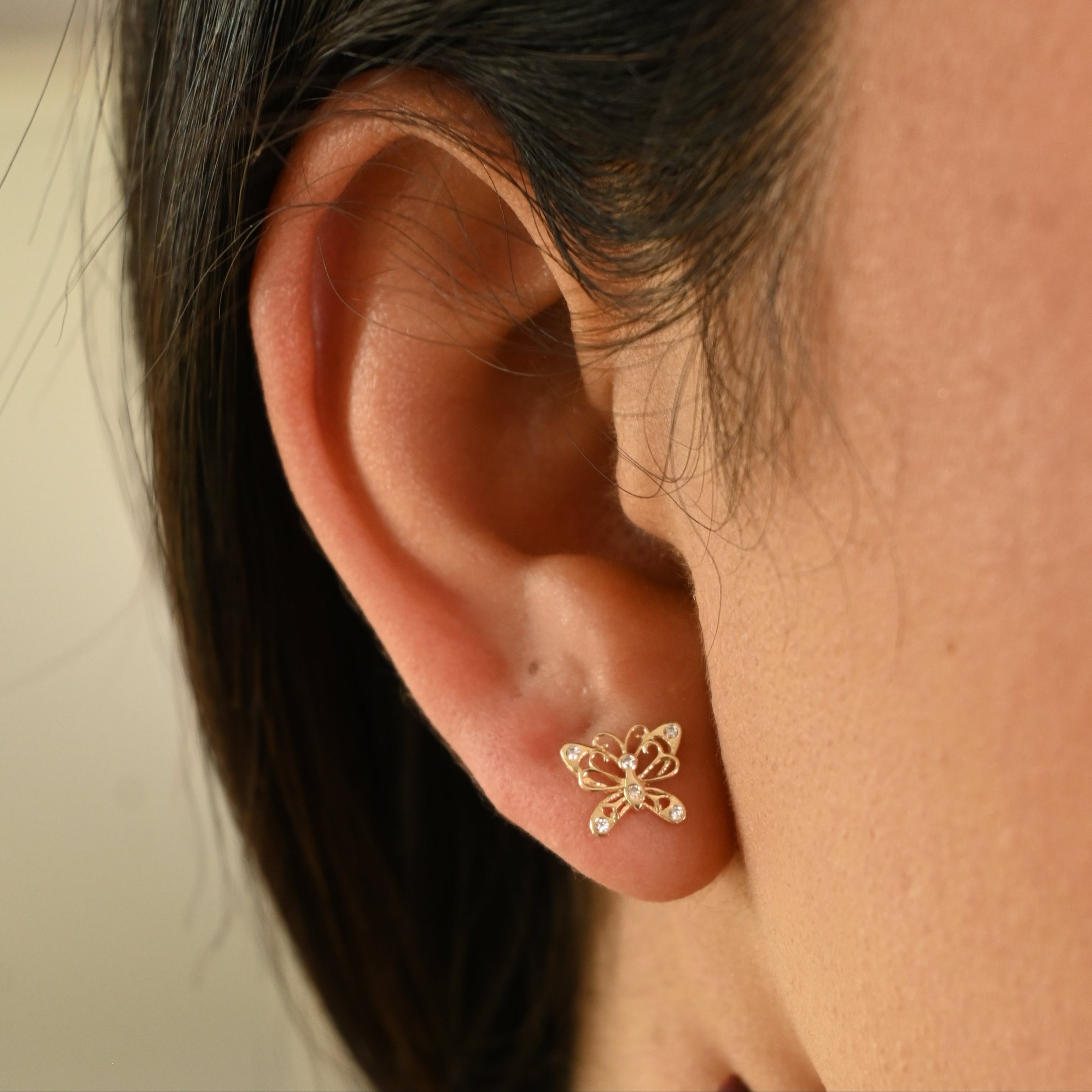 14k Filigree Butterfly Stud Earrings