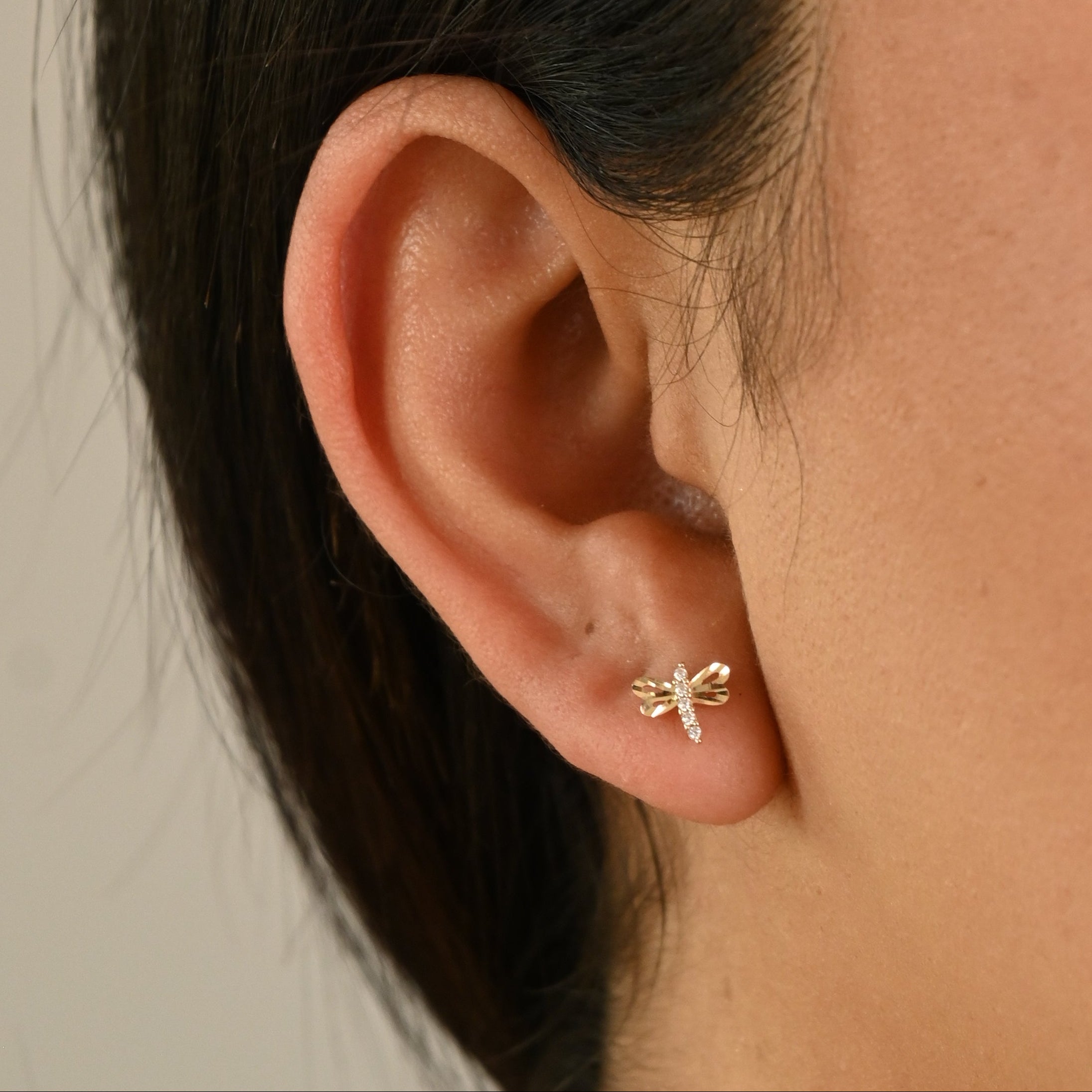14k Dragonfly Earrings