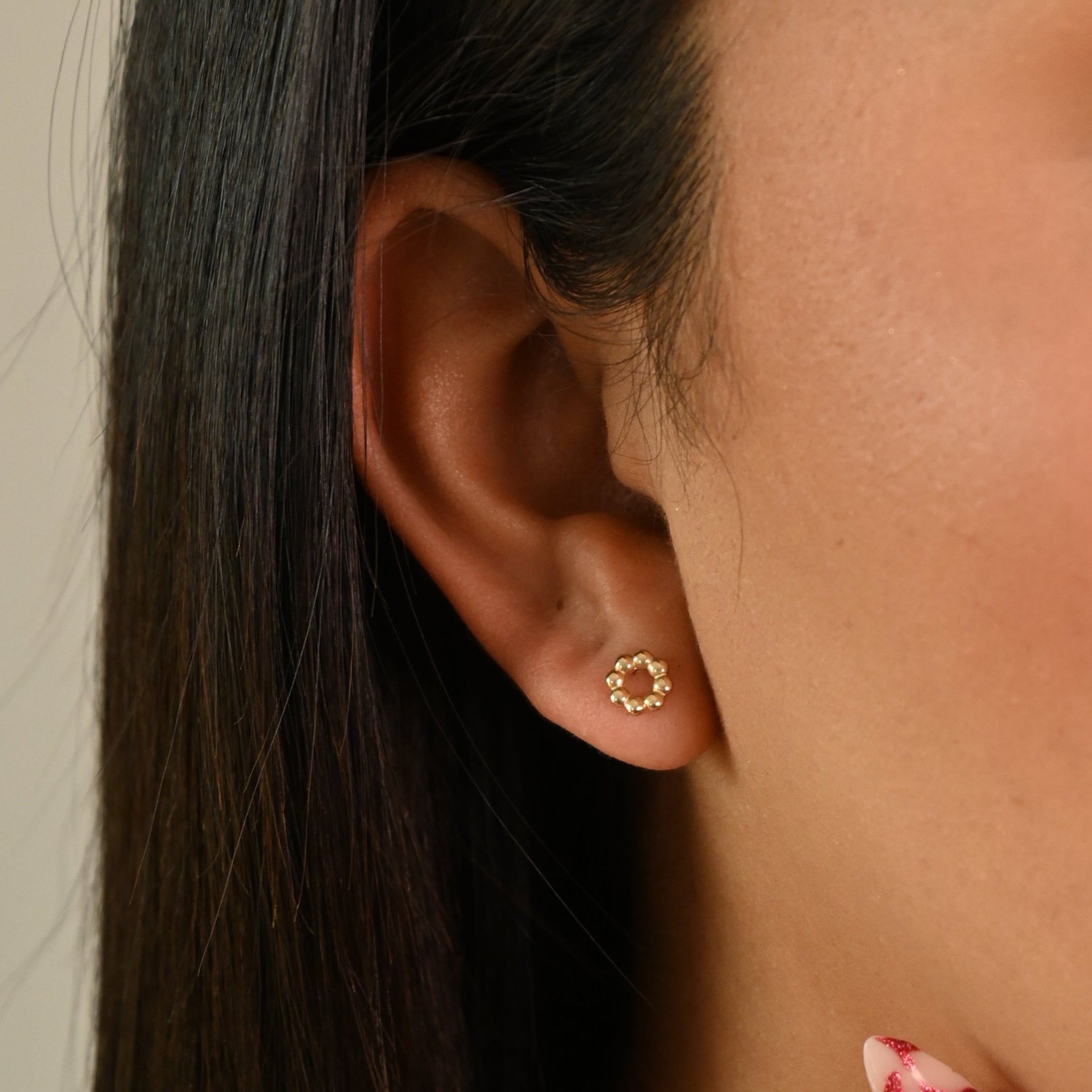 14k Beaded Circle Earrings