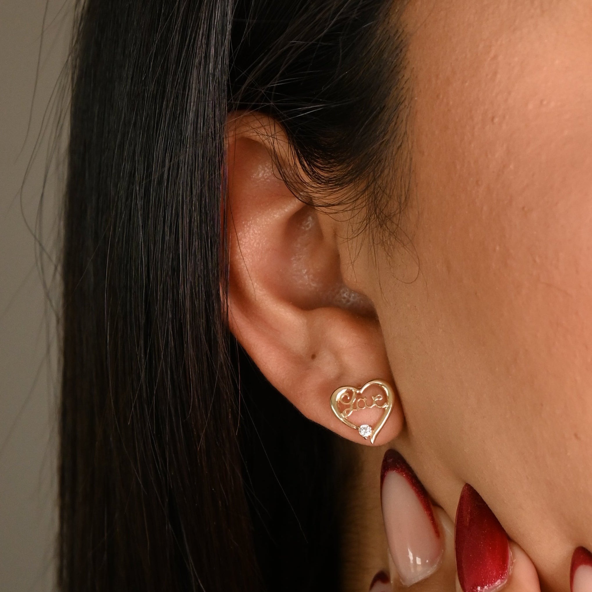 14k Love Heart Earrings