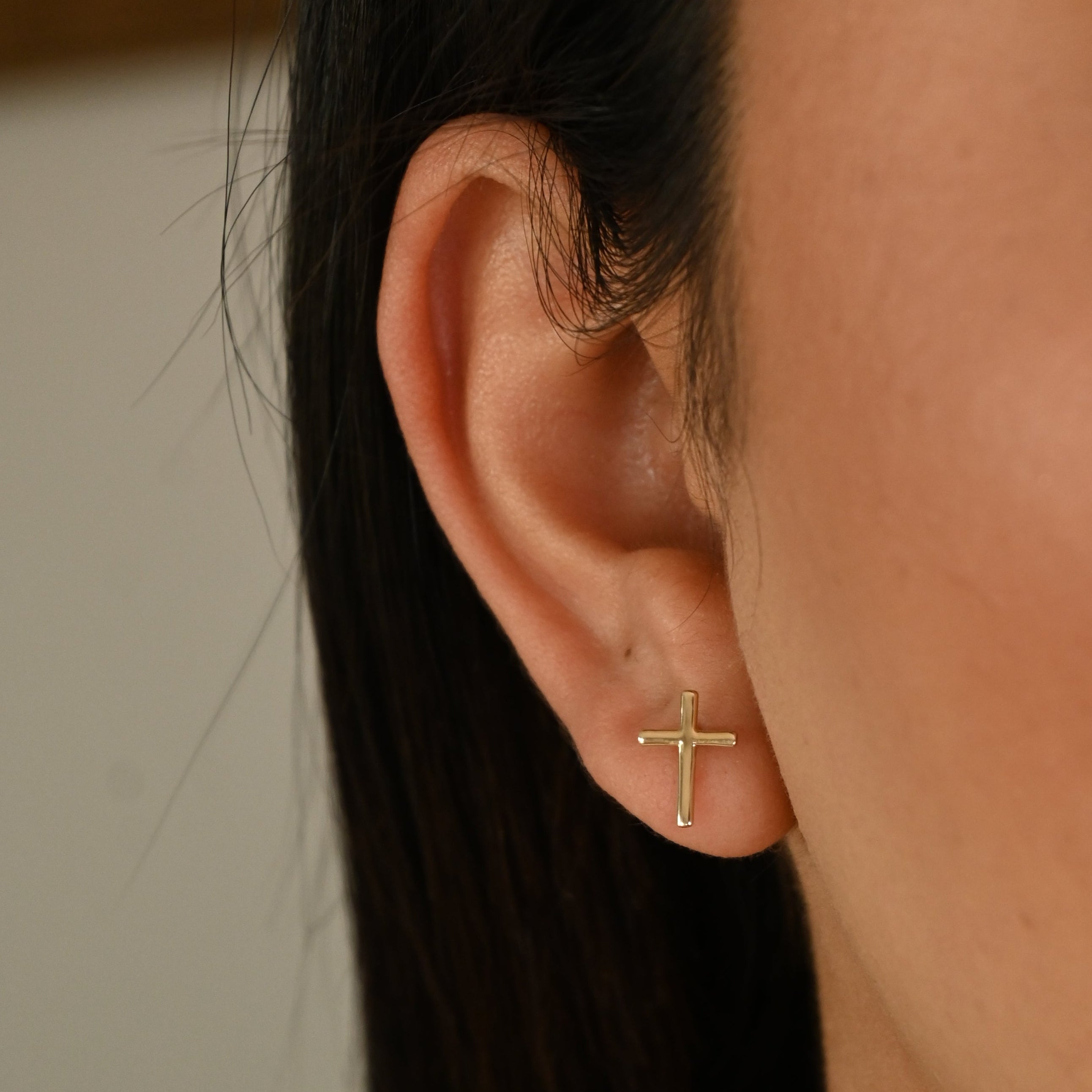 14k Polished Cross Earrings