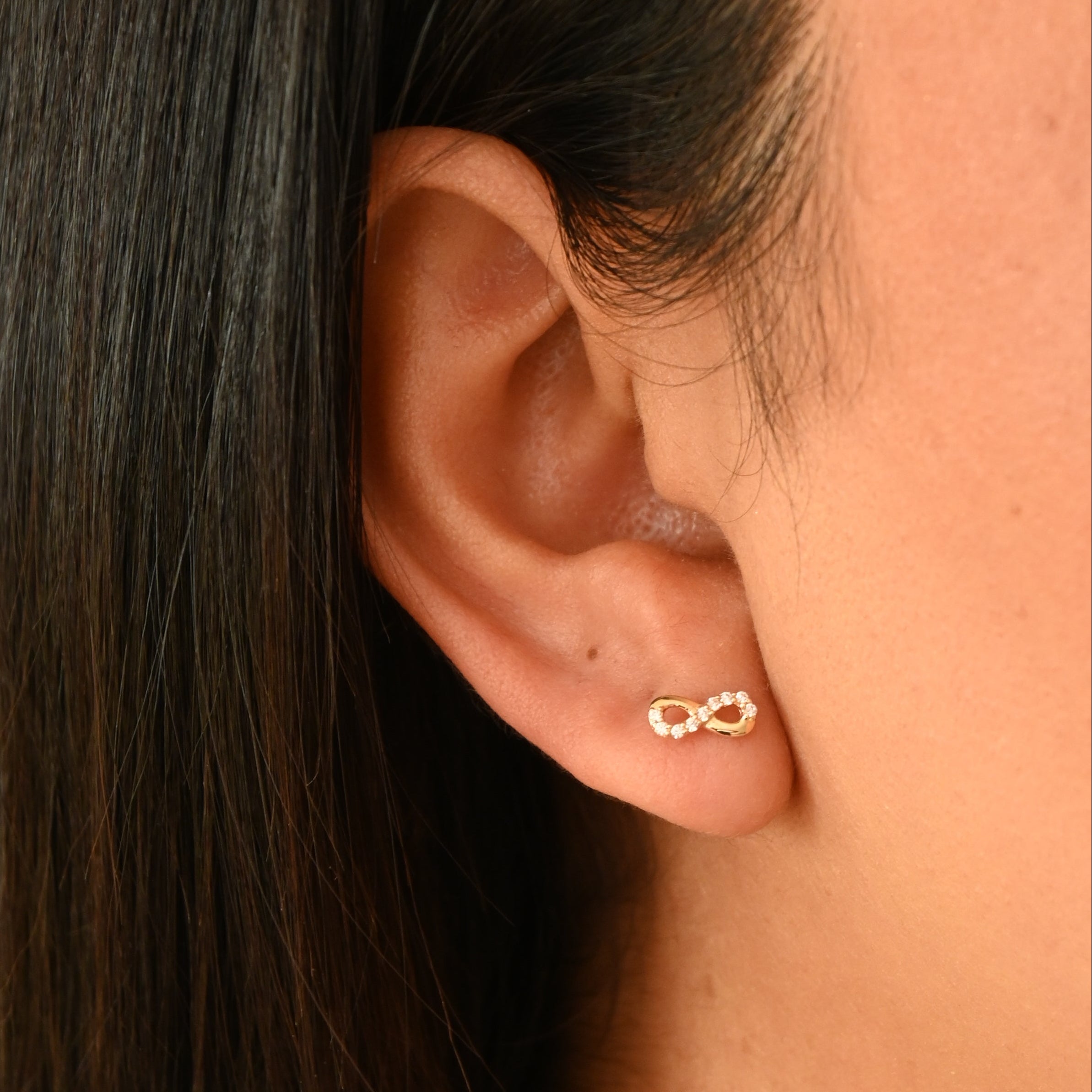 14k Infinity CZ Stud Earrings