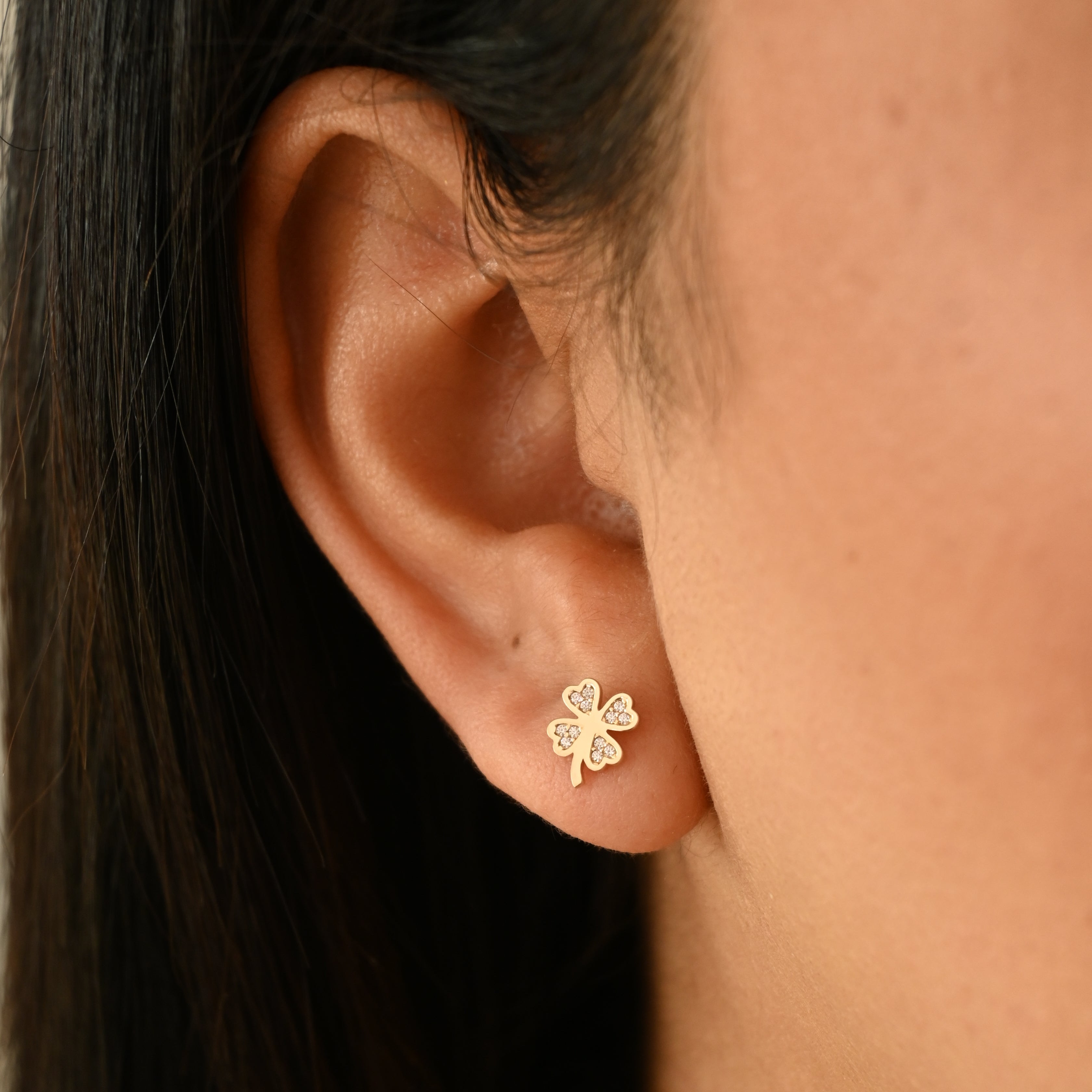 14k Clover Earrings