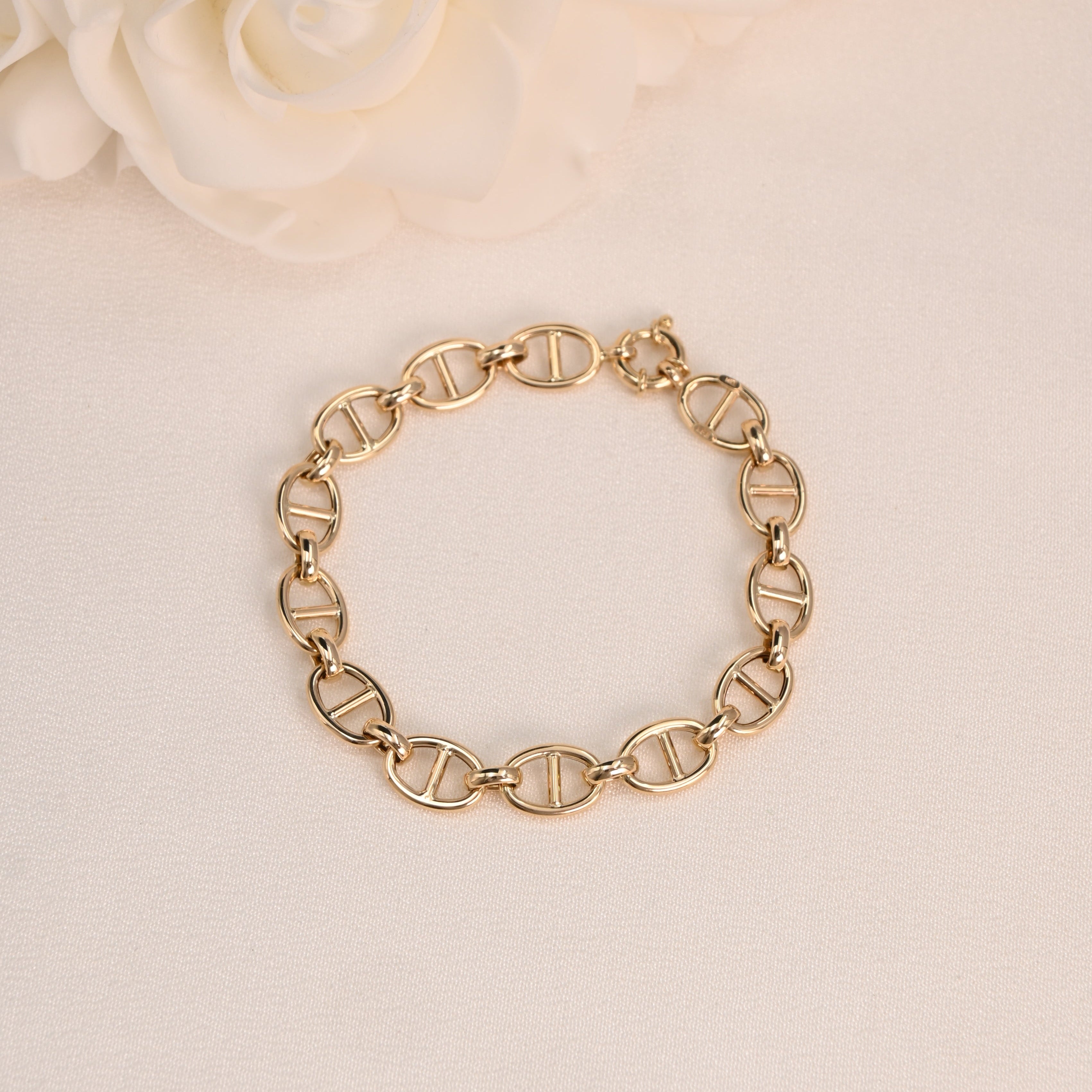 14K Gold Puffer Mariner Anchor Bold Bracelet | 8.7 mm