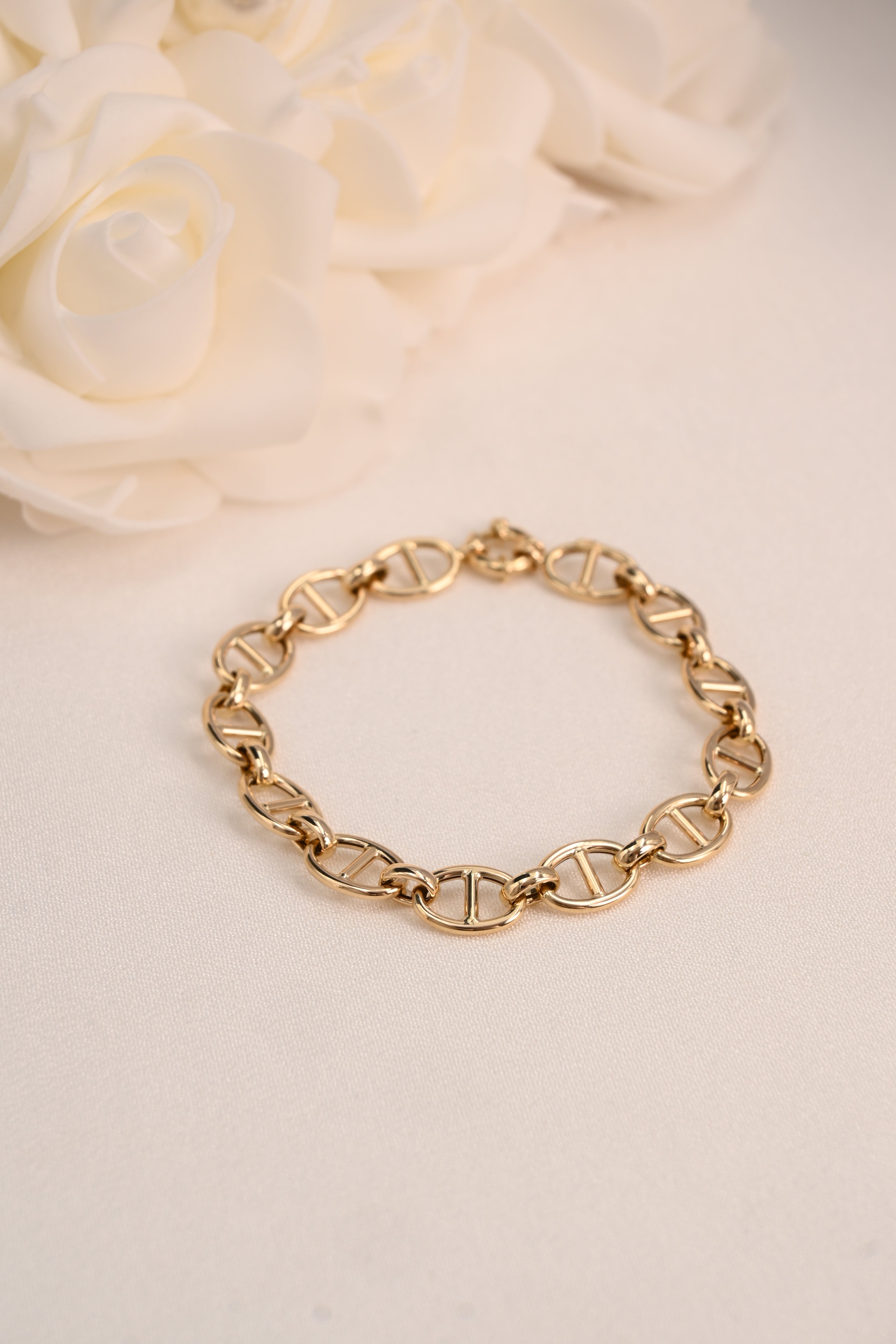 14K Gold Puffer Mariner Anchor Bold Bracelet | 8.7 mm