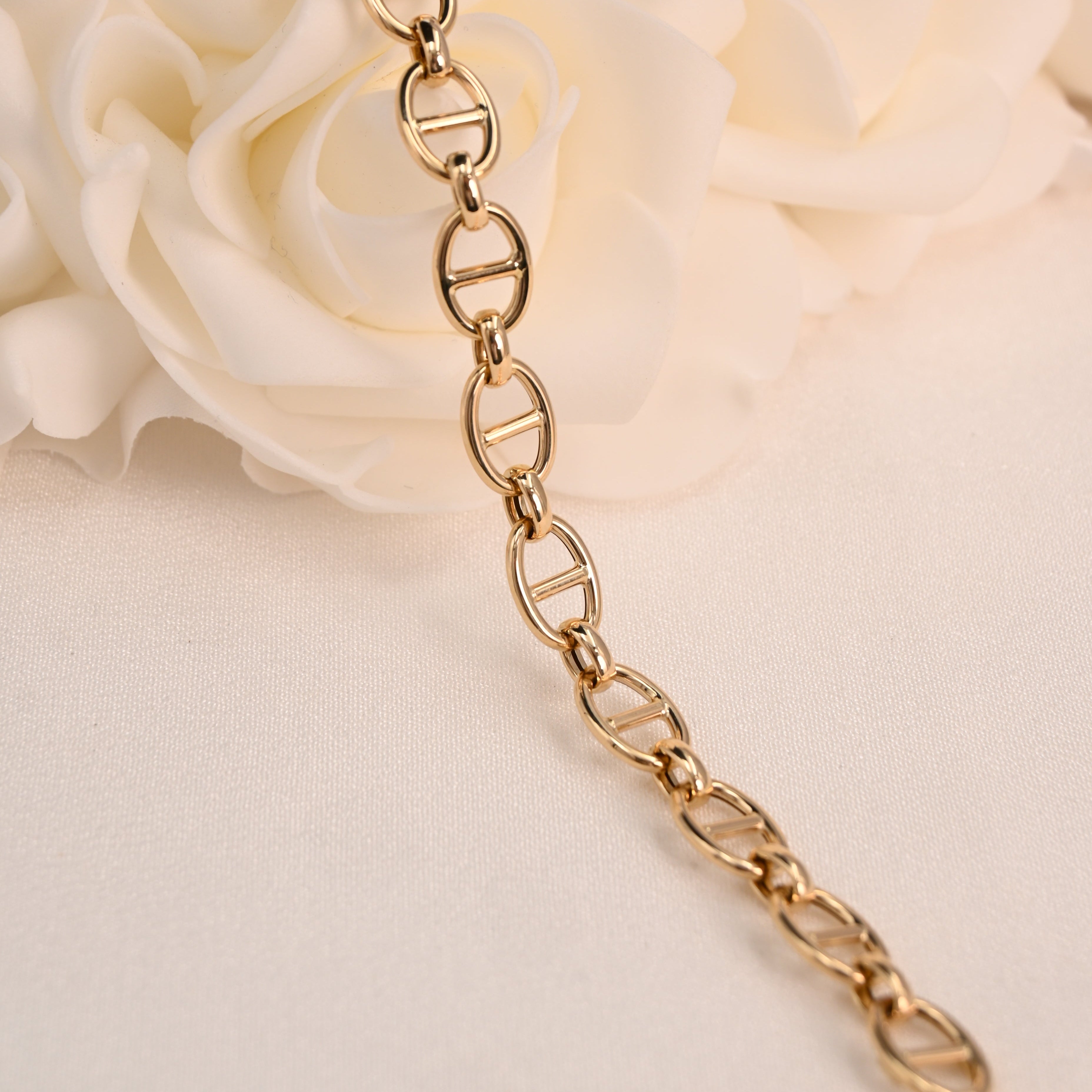 14K Gold Puffer Mariner Anchor Bold Bracelet | 8.7 mm