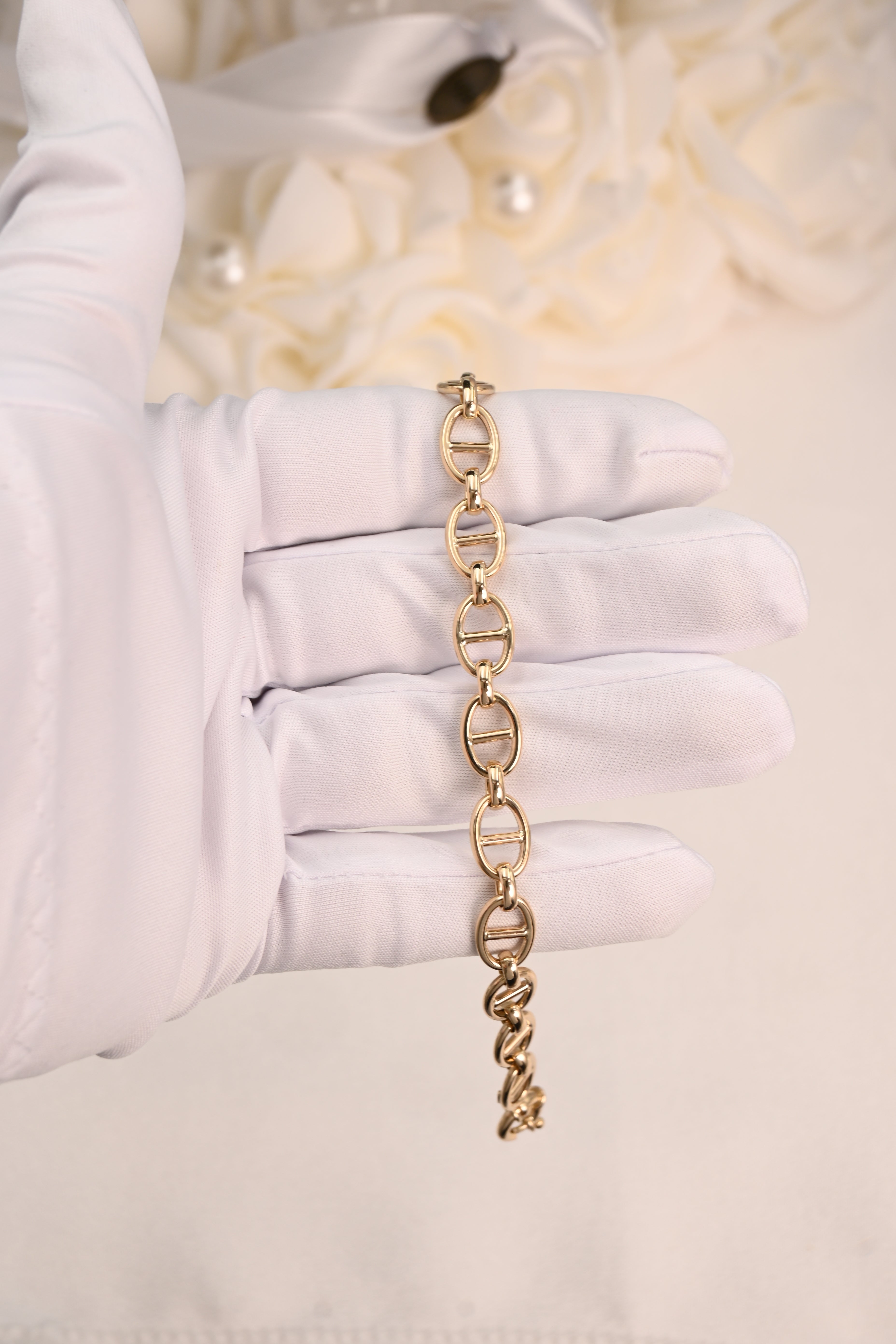 14K Gold Puffer Mariner Anchor Bold Bracelet | 8.7 mm