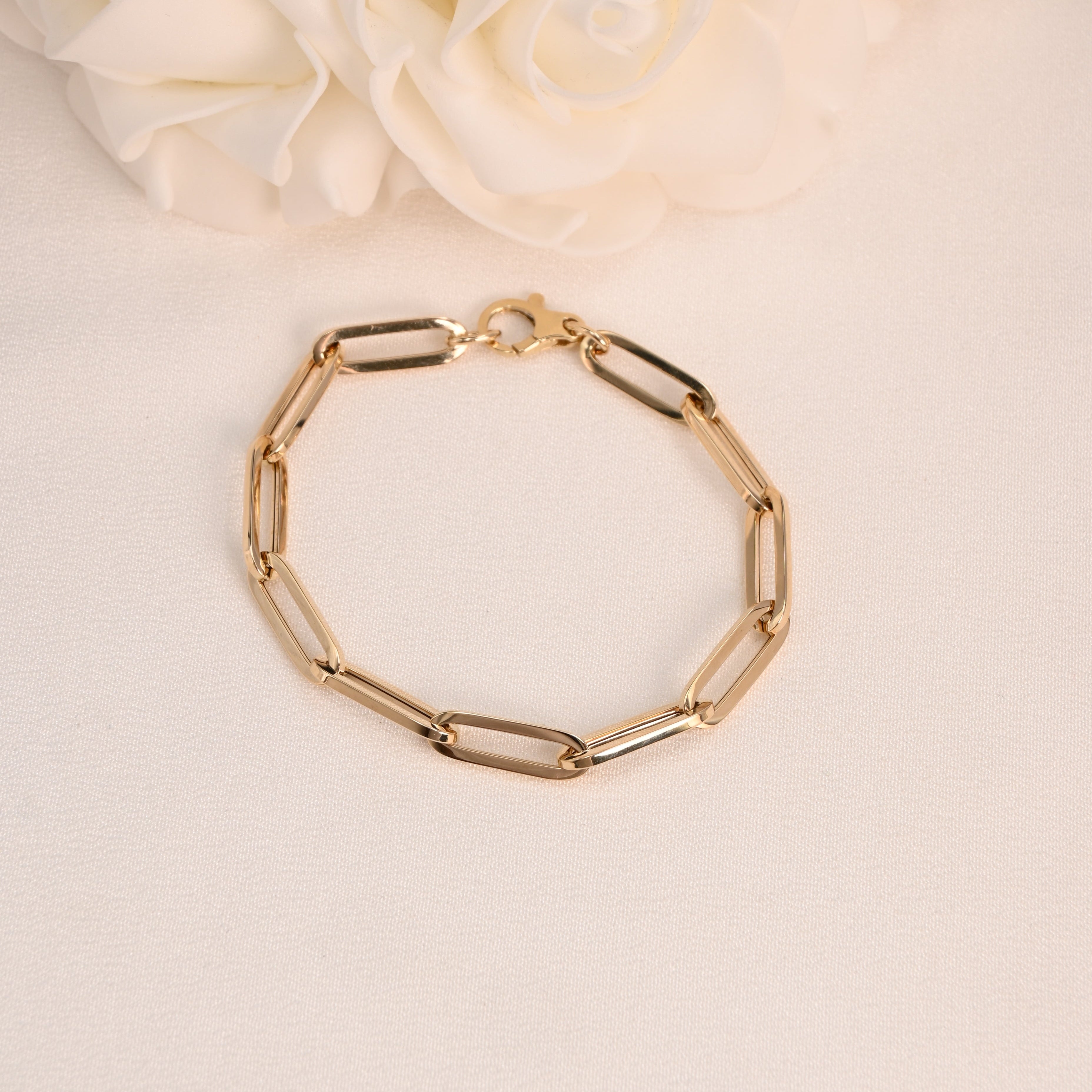 14k Bold Paperclip Polished Bracelet