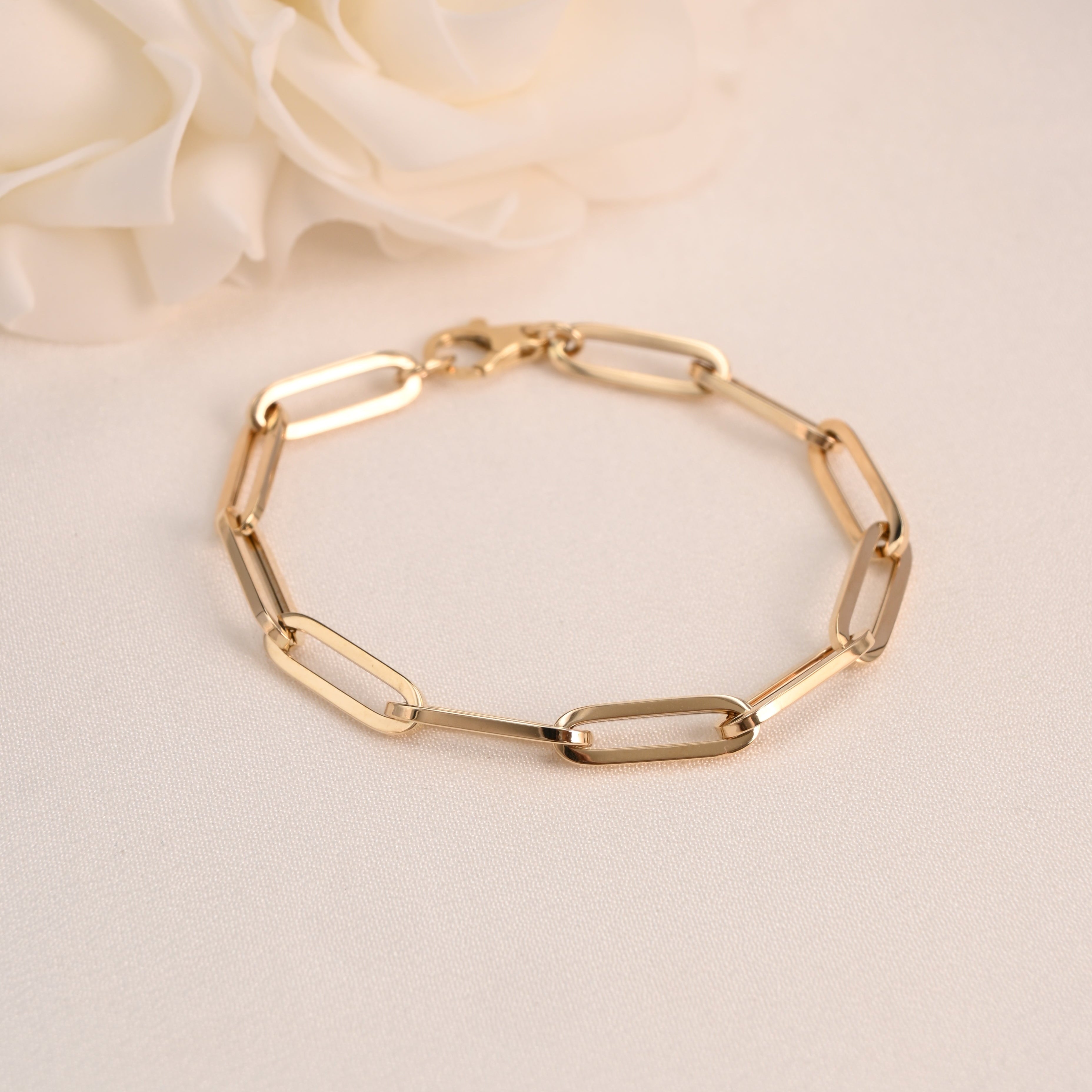 14k Bold Paperclip Polished Bracelet