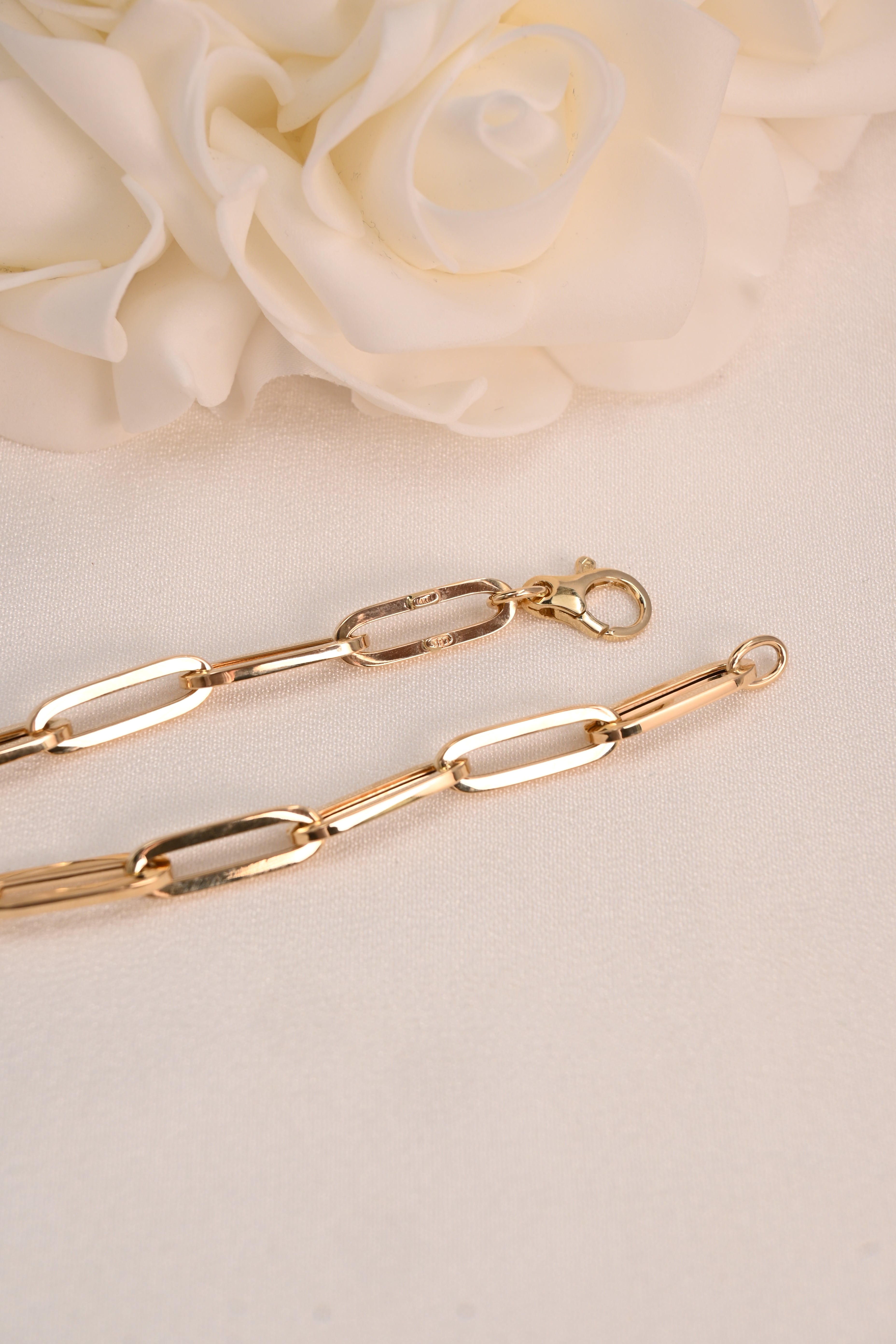 14k Bold Paperclip Polished Bracelet