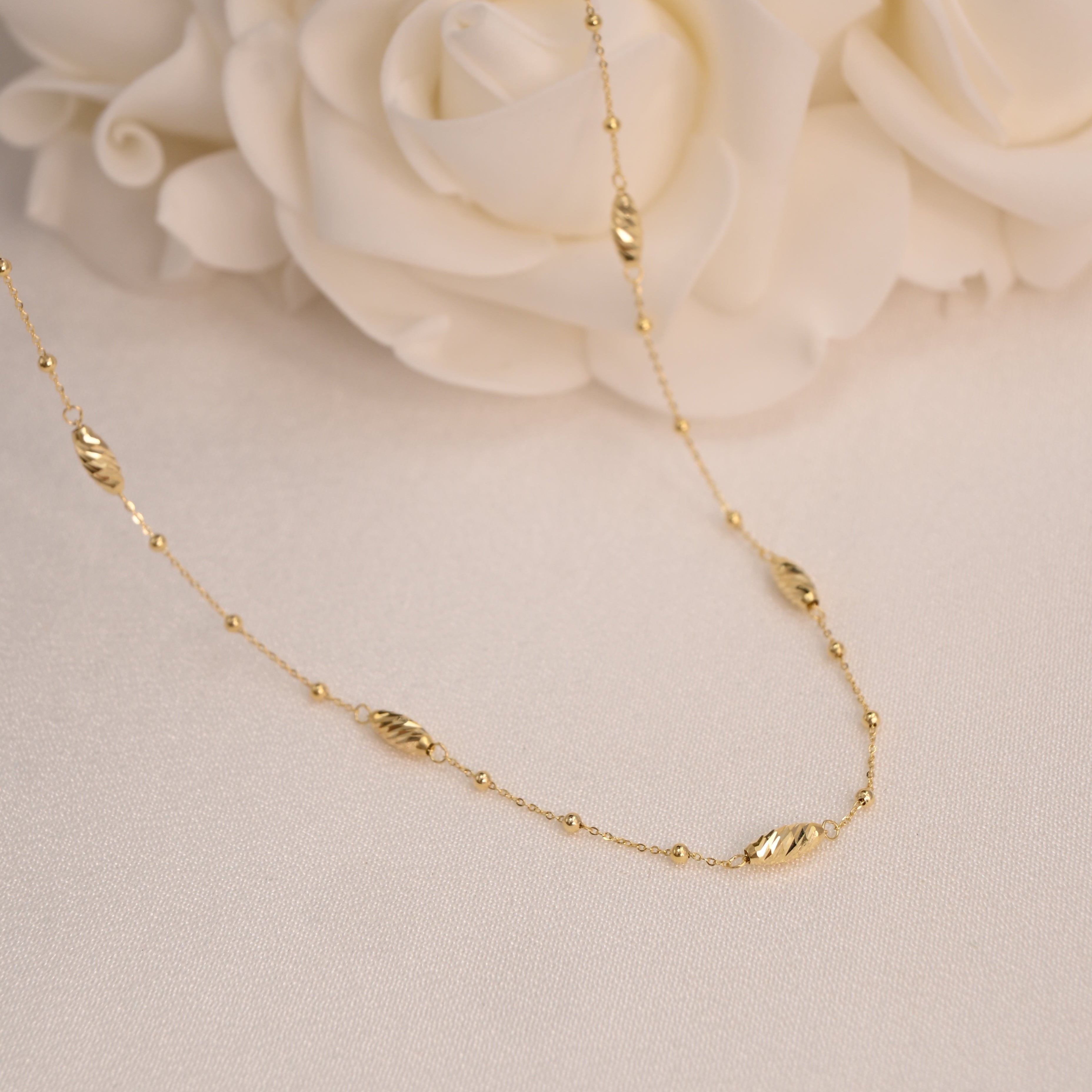 14k Diamond Cut Station Necklace