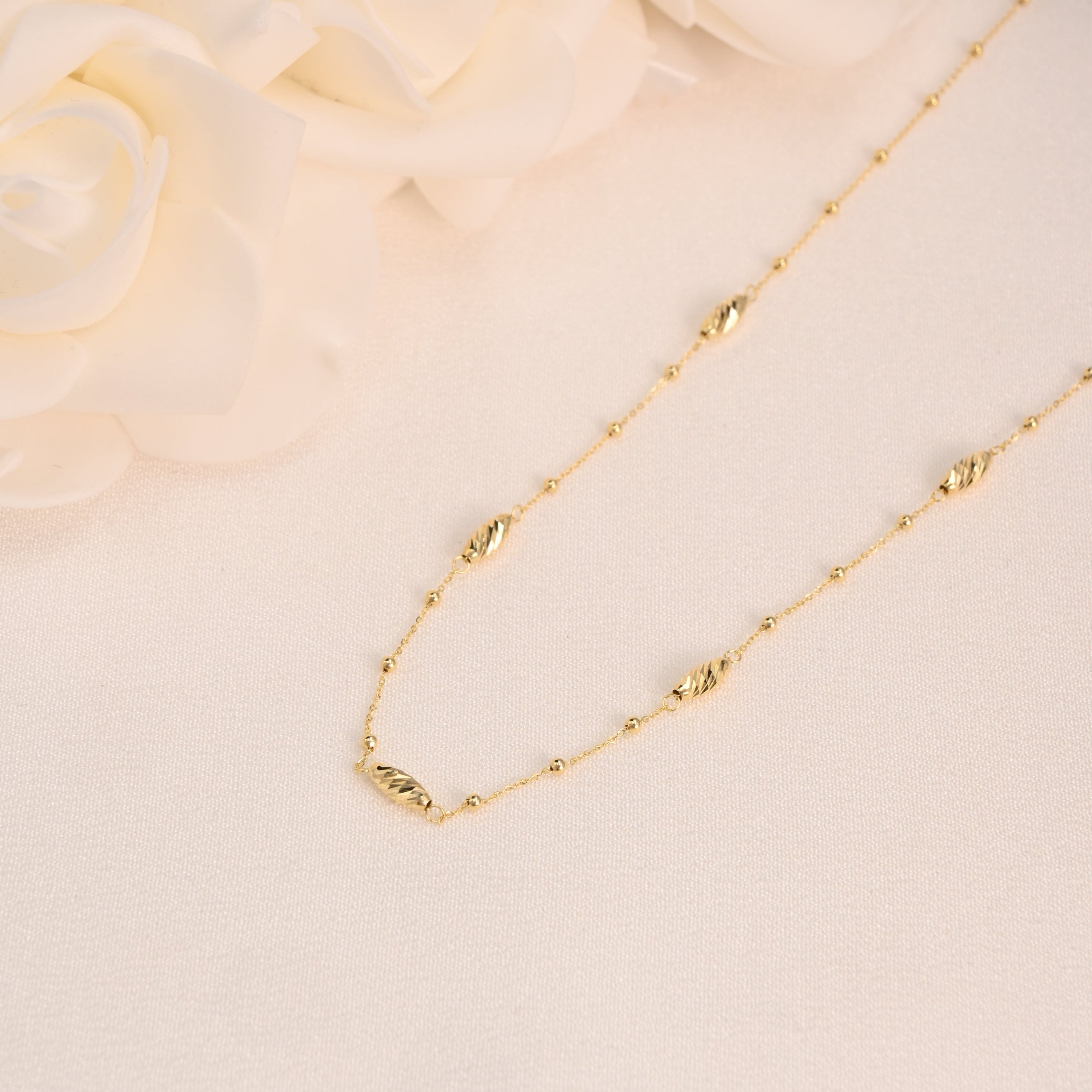 14k Diamond Cut Station Necklace