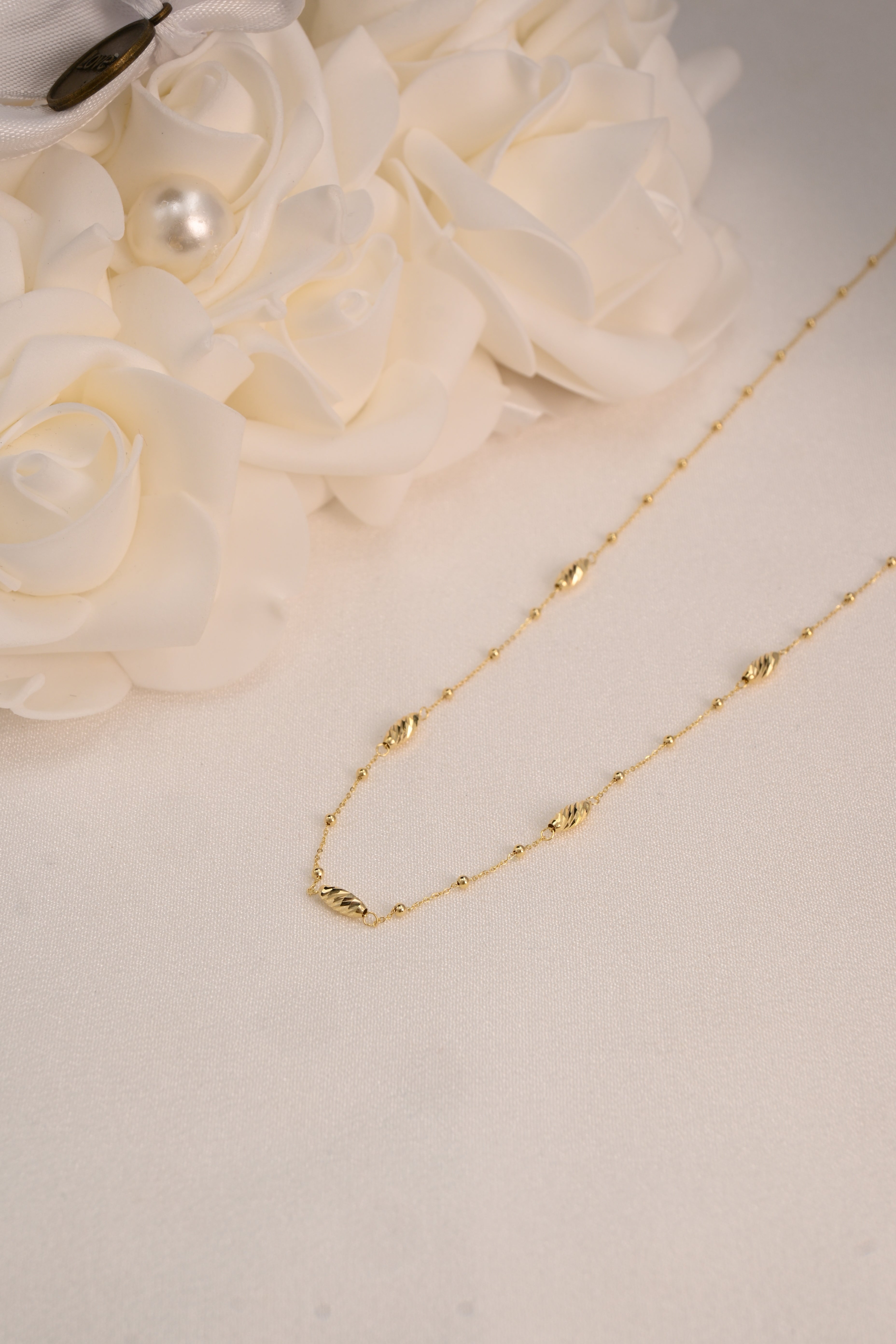 14k Diamond Cut Station Necklace