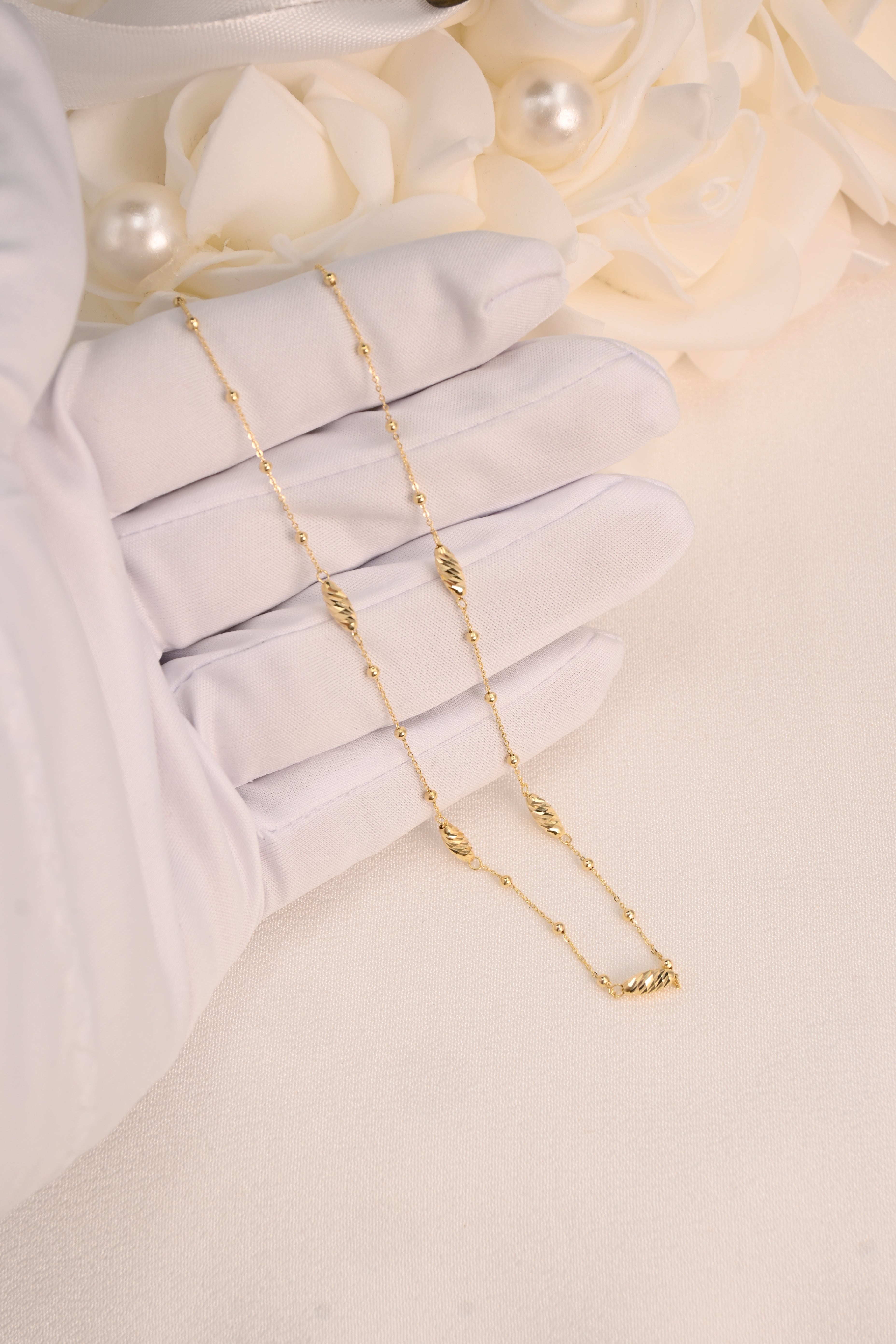 14k Diamond Cut Station Necklace