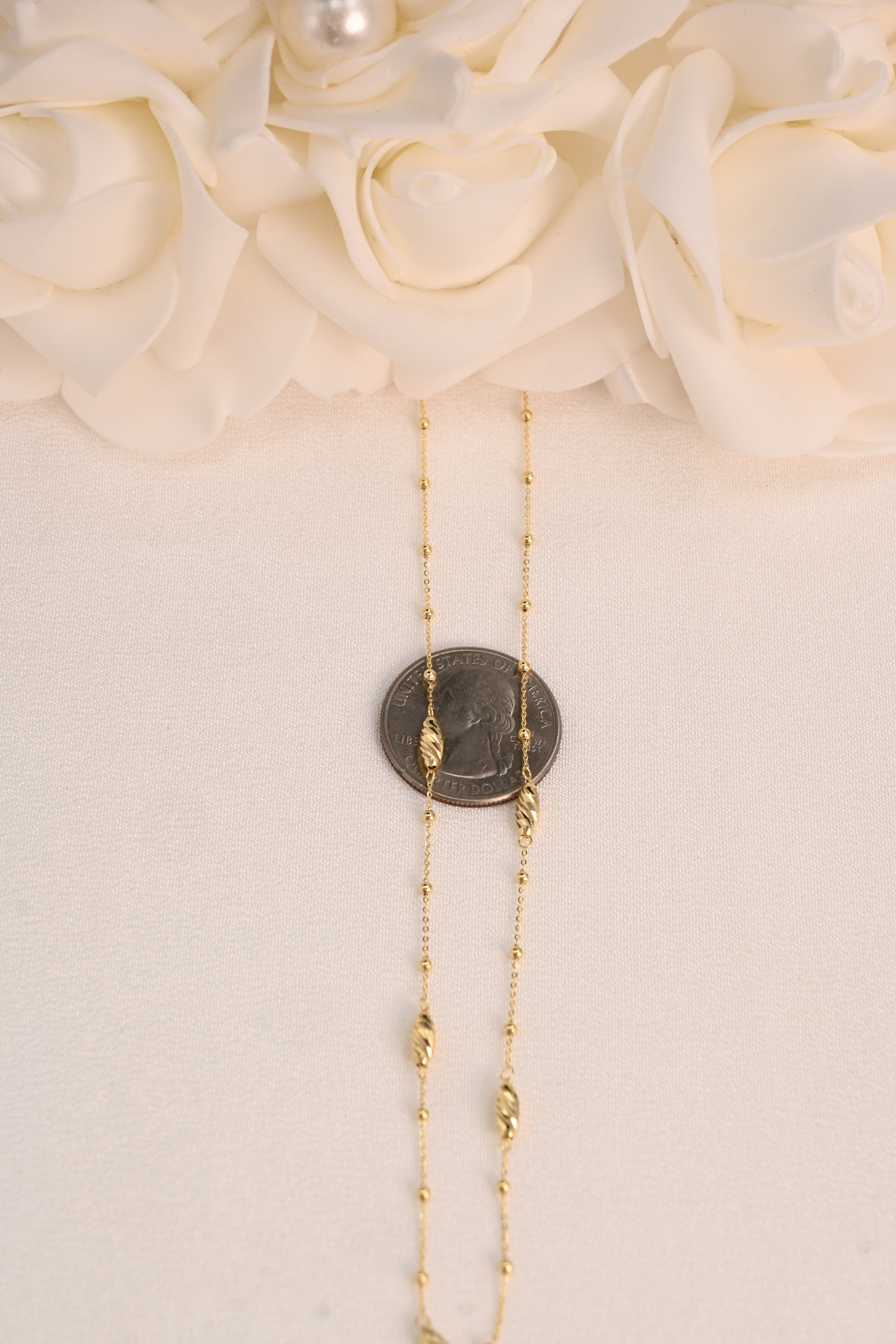 14k Diamond Cut Station Necklace