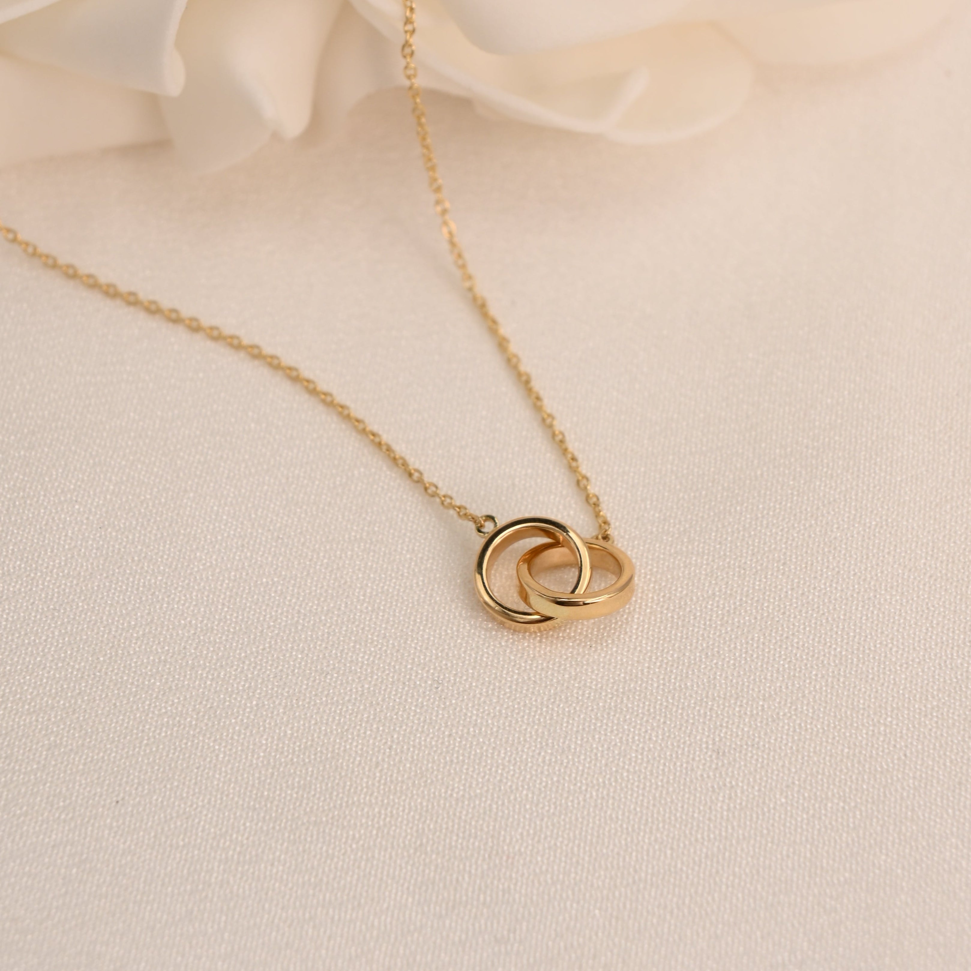 14K Double Ring Necklace (Adjustable)