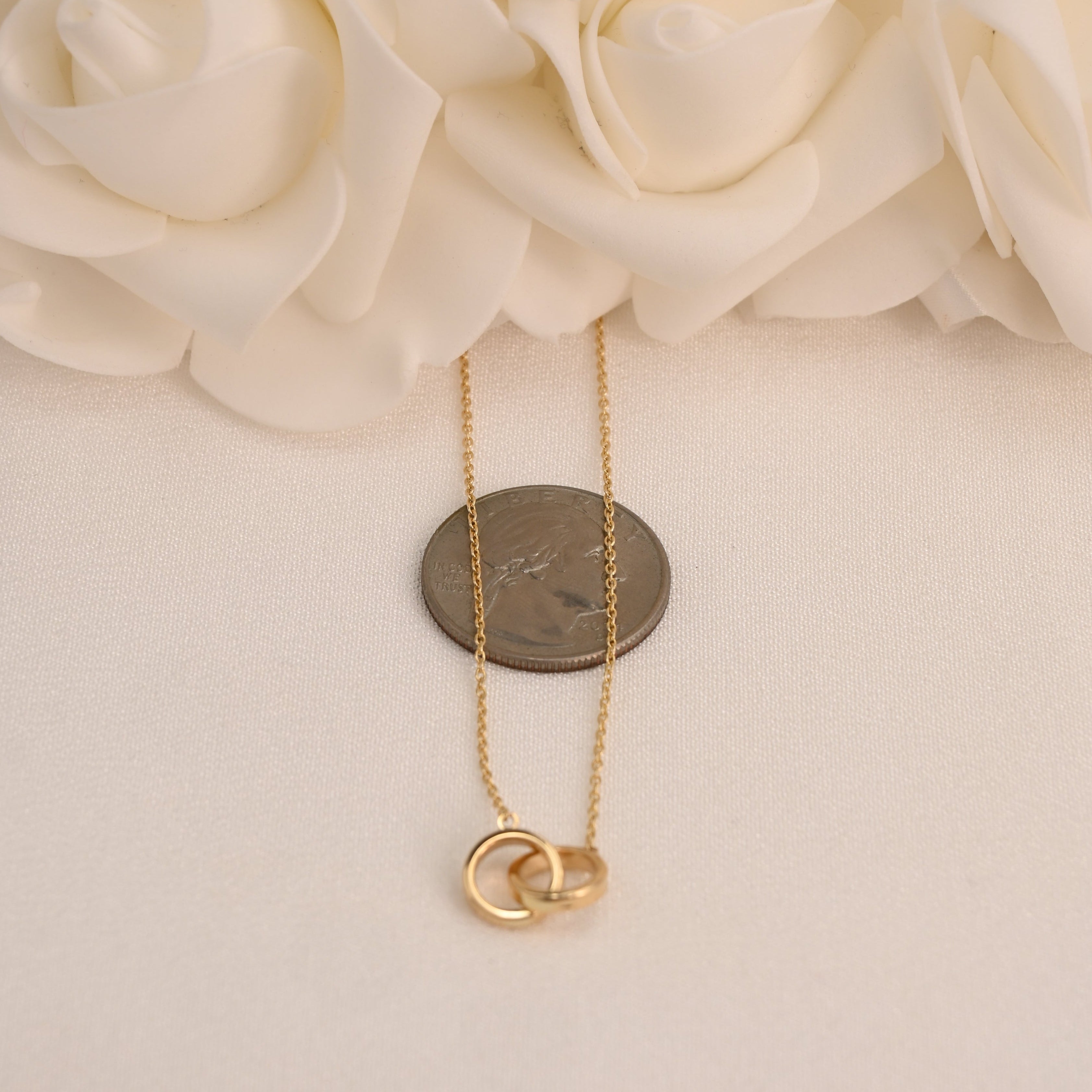 14K Double Ring Necklace (Adjustable)