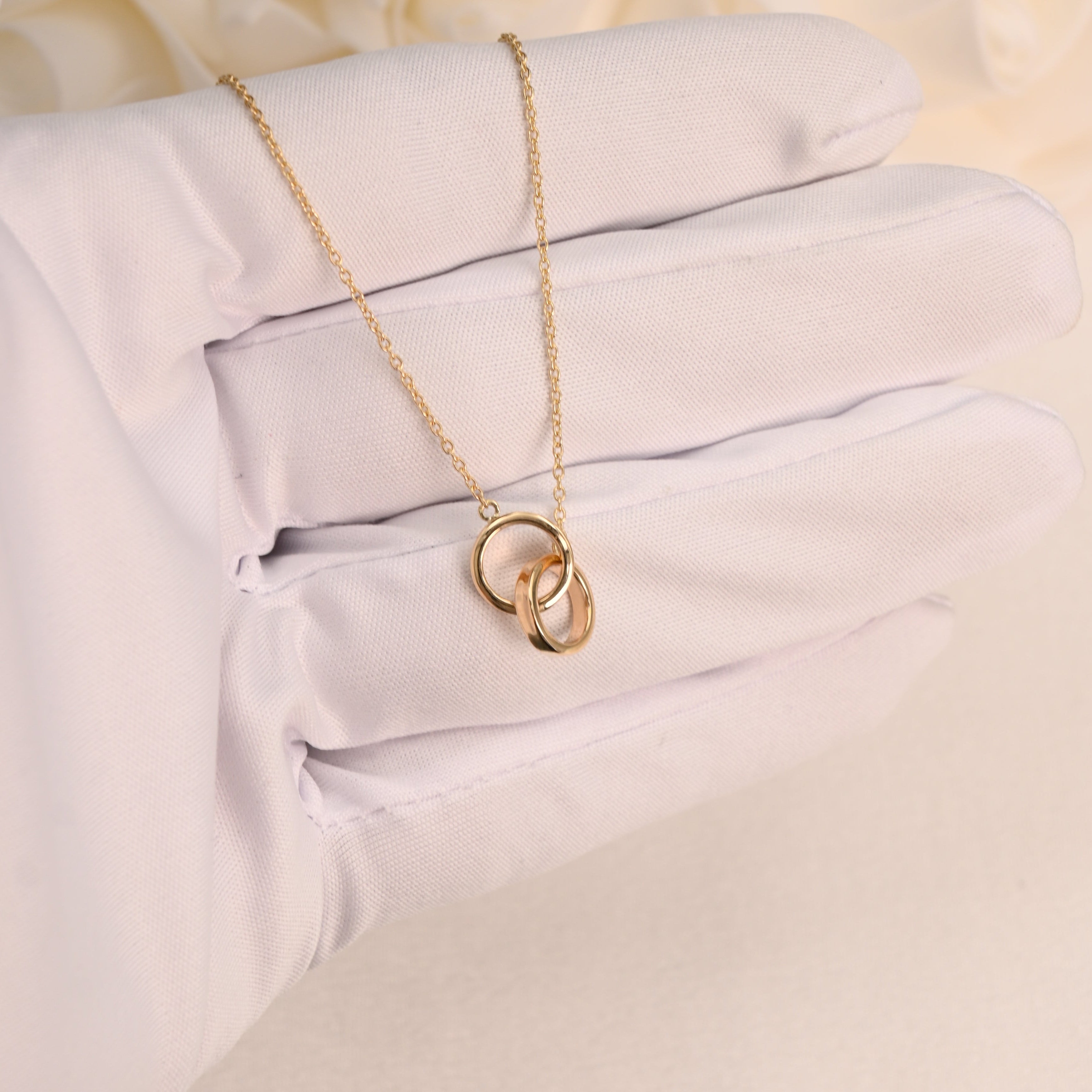 14K Double Ring Necklace (Adjustable)
