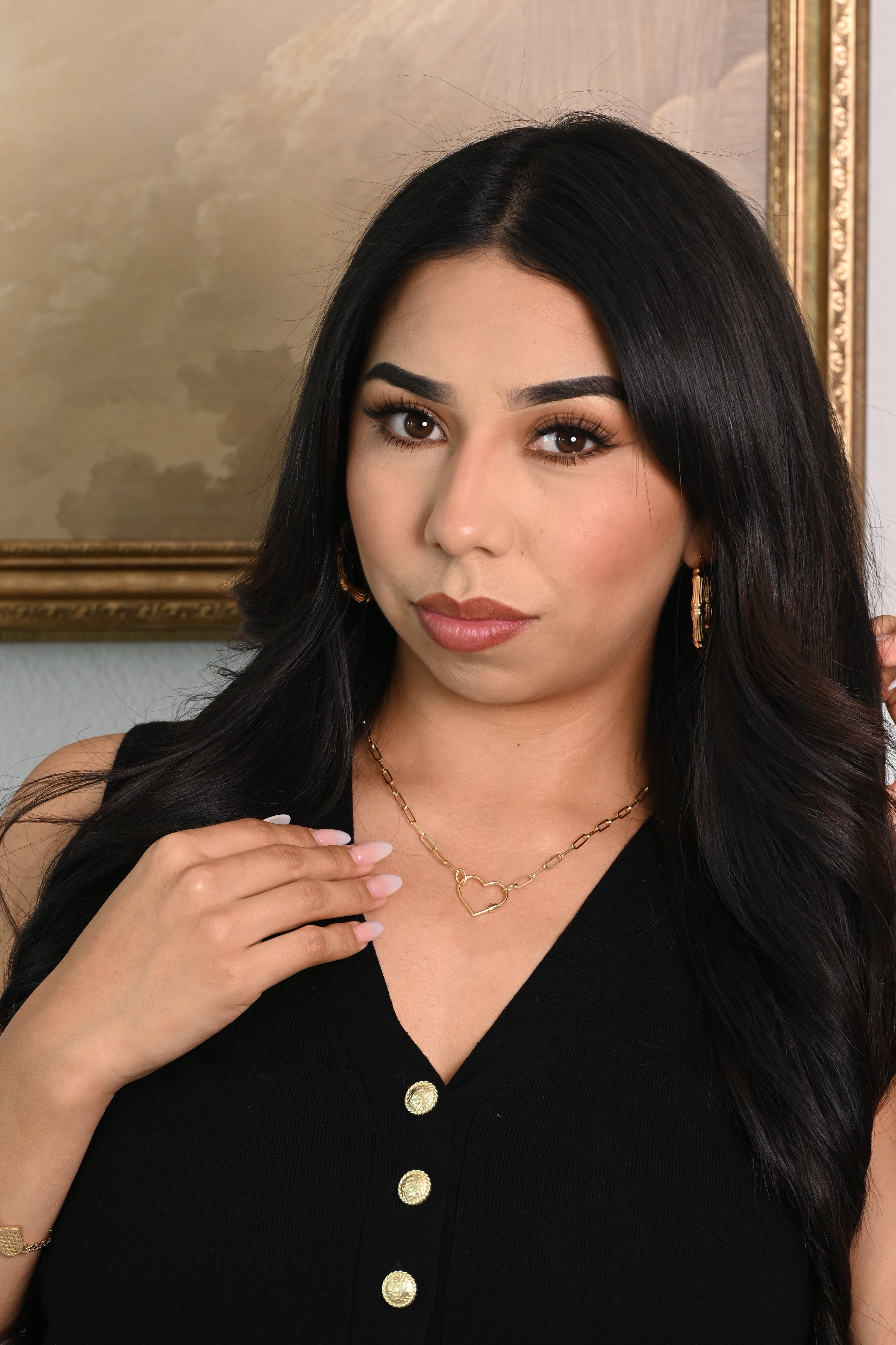 14K Heart Lock Paperclip Necklace