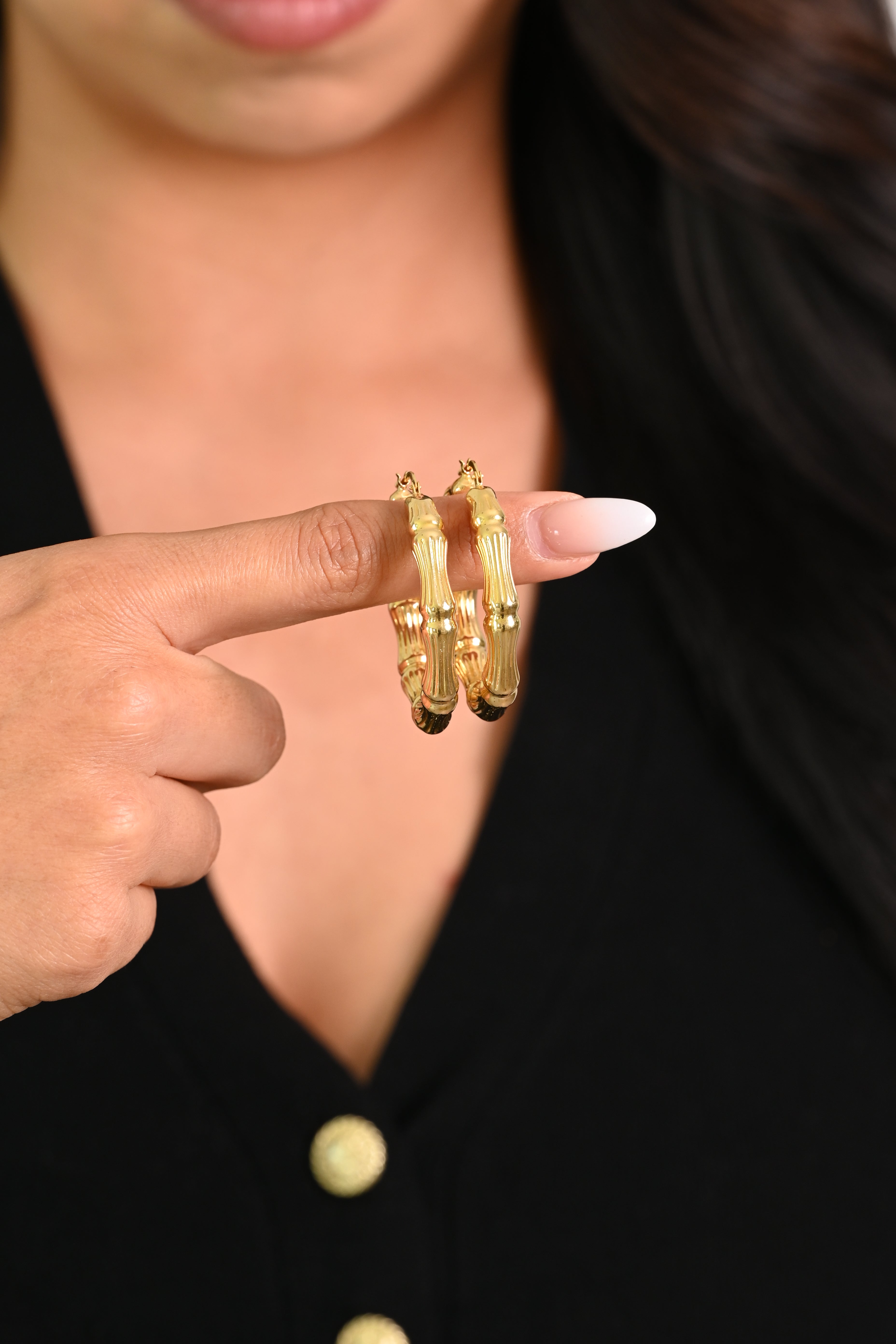 14K Bamboo Hoop Earrings