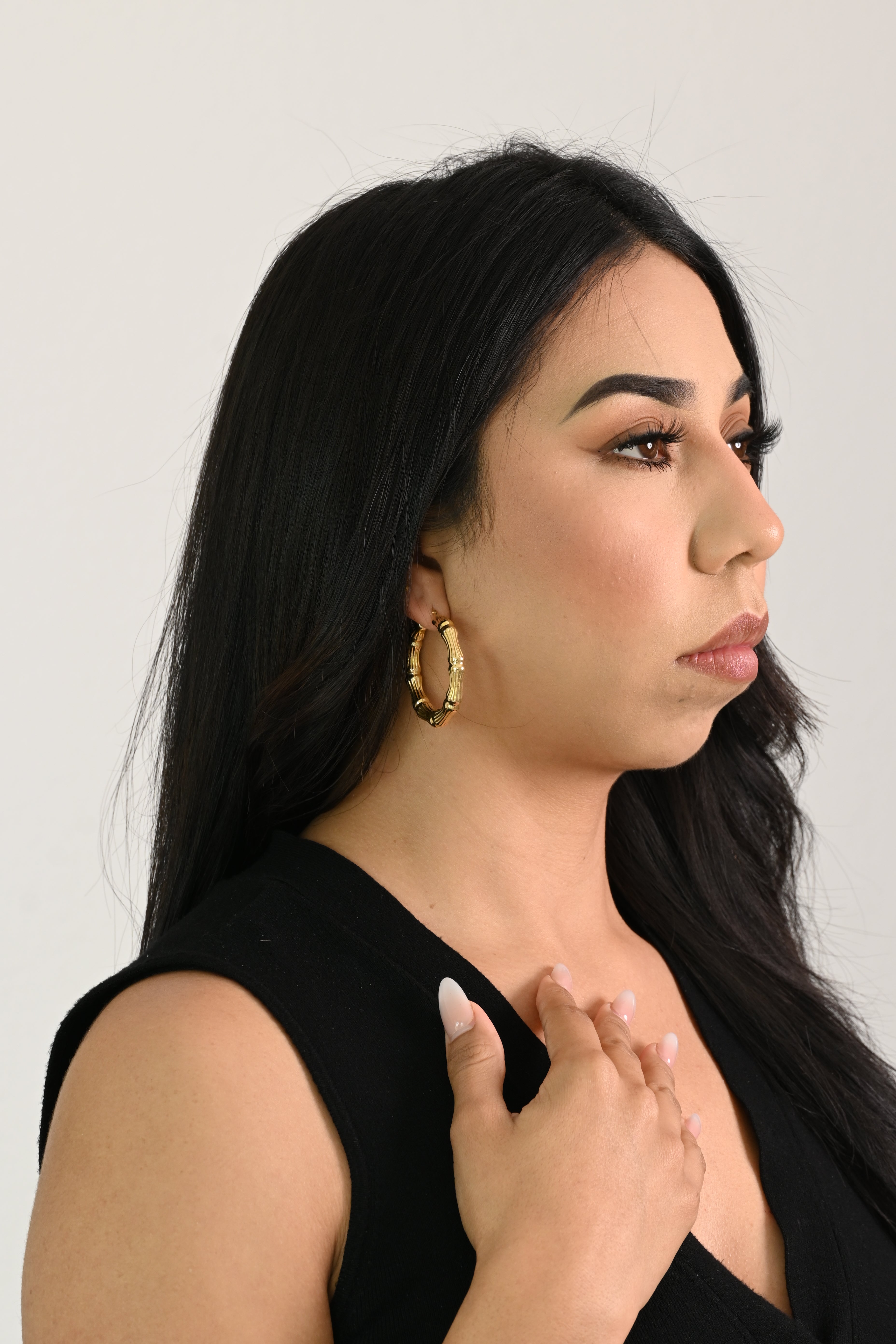 14K Bamboo Hoop Earrings