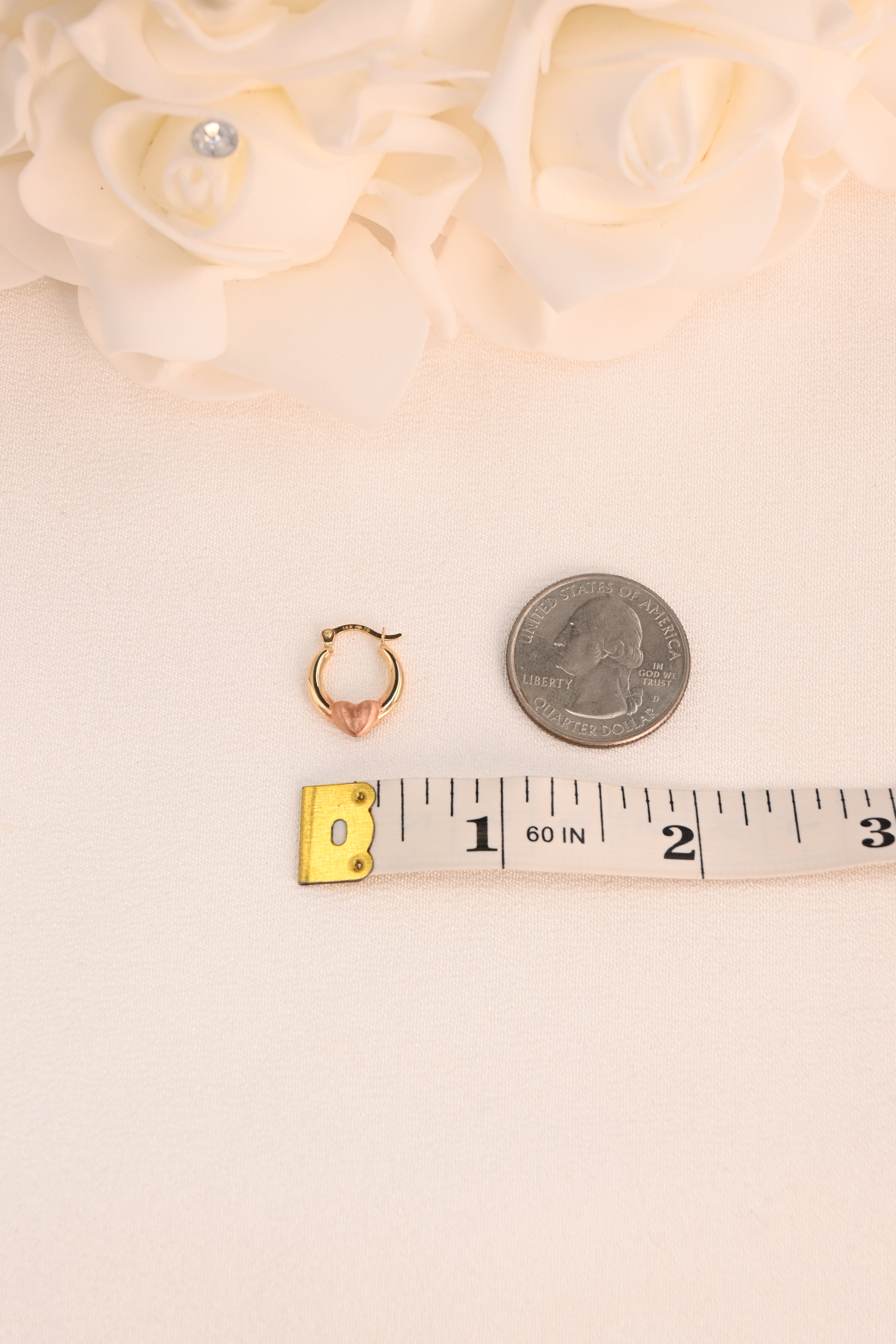 14k Mini Rose Gold Heart Hoop Earrings