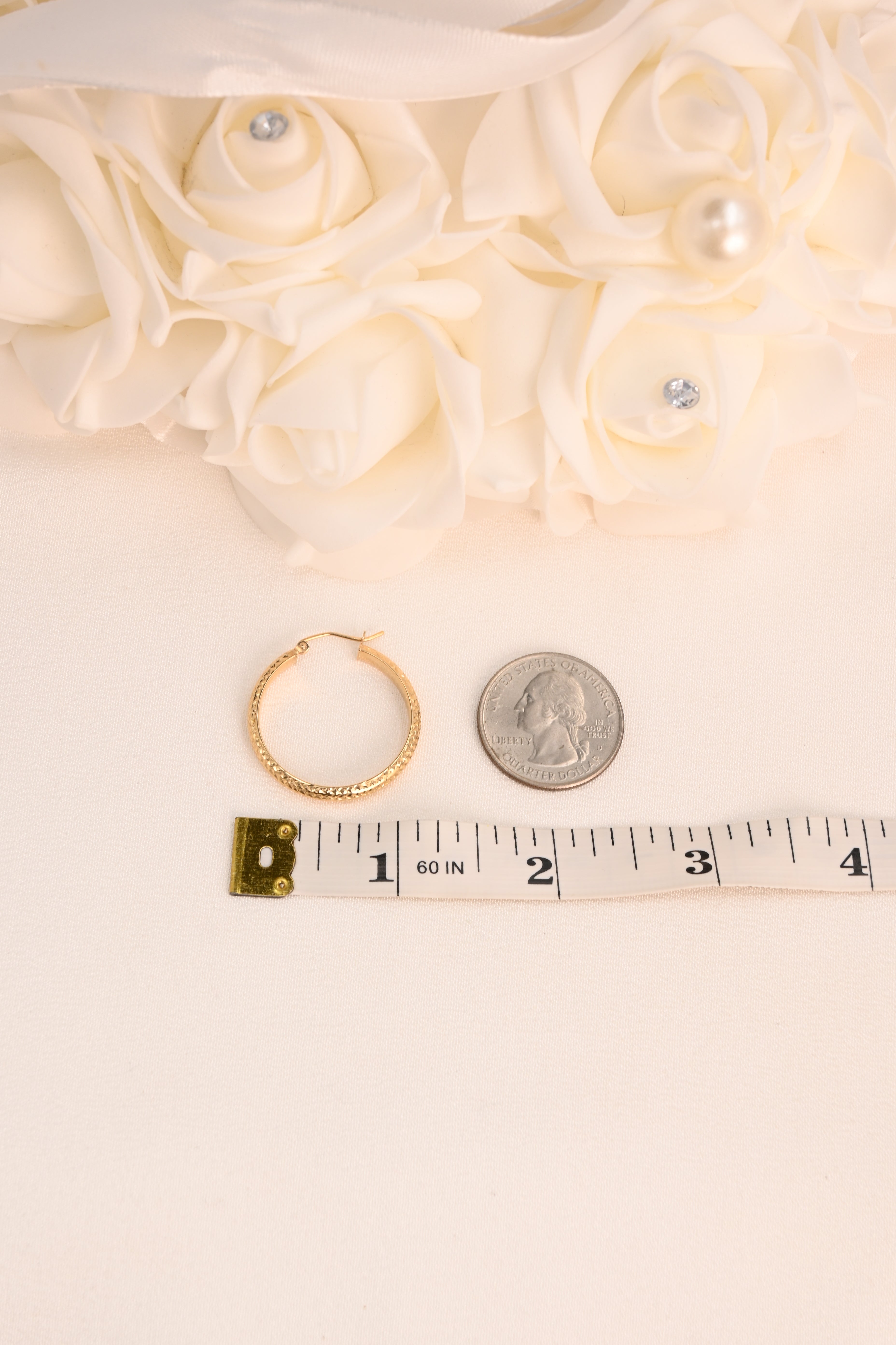 14k Half Tube Diamond Cut Hoop Earrings - 28mm