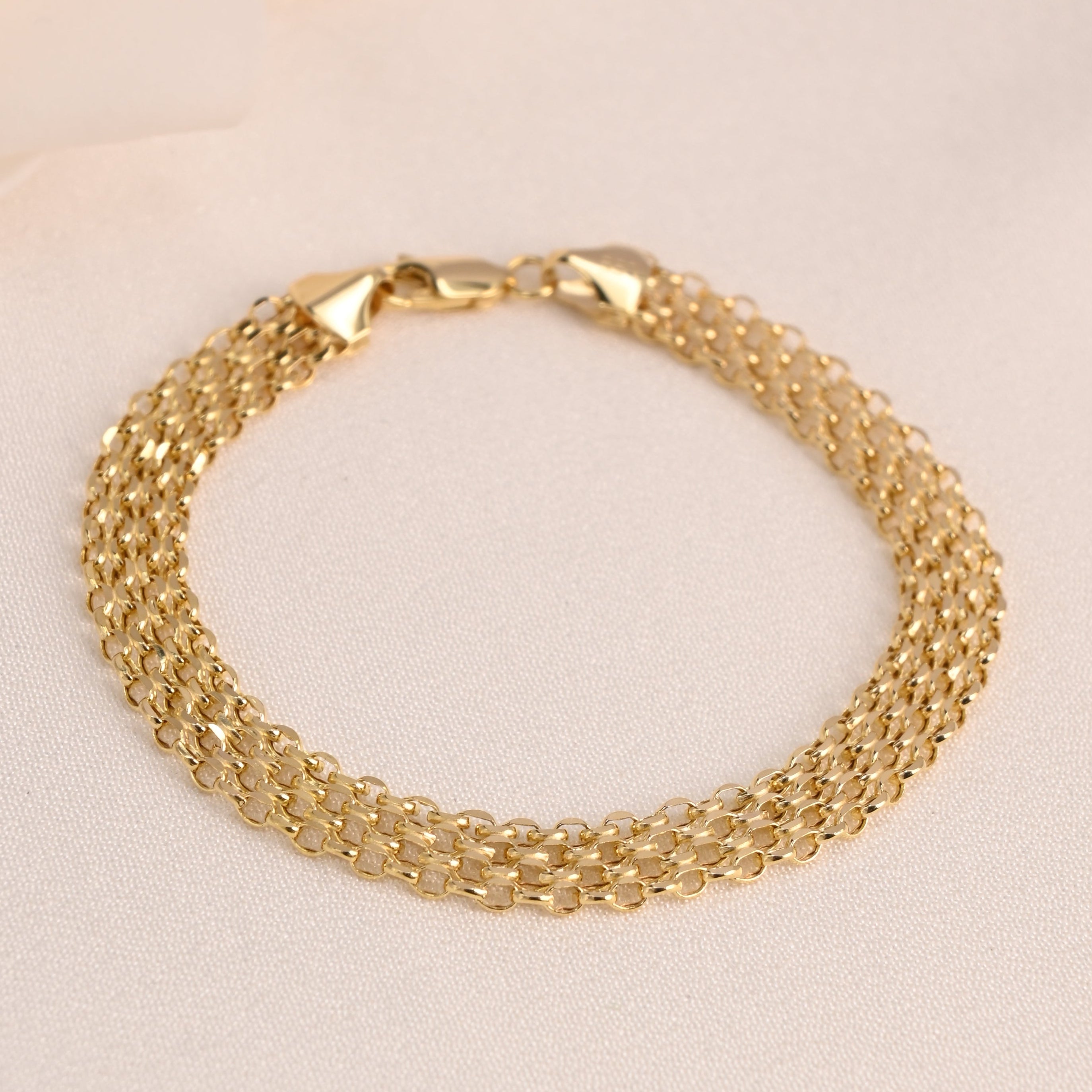14K  Multi-Row Diamond Cut Link Bracelet