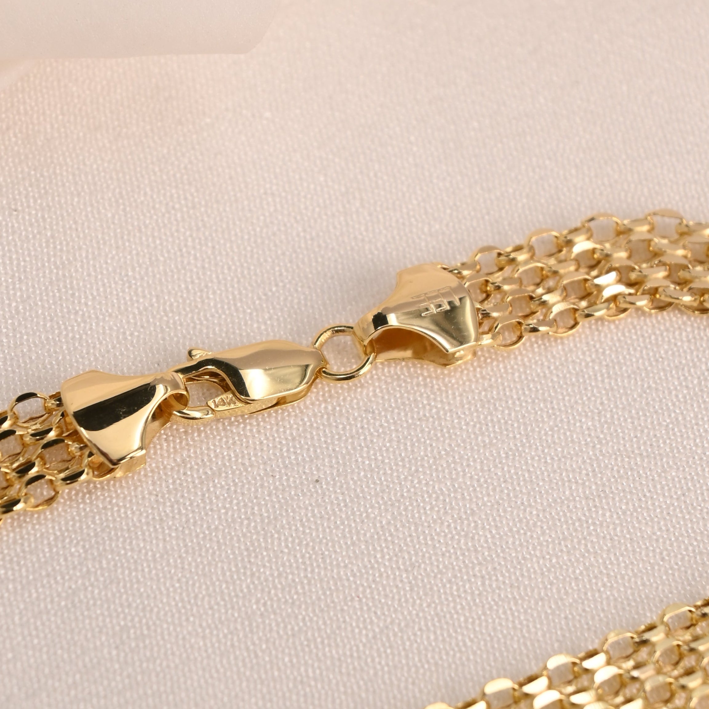 14K  Multi-Row Diamond Cut Link Bracelet
