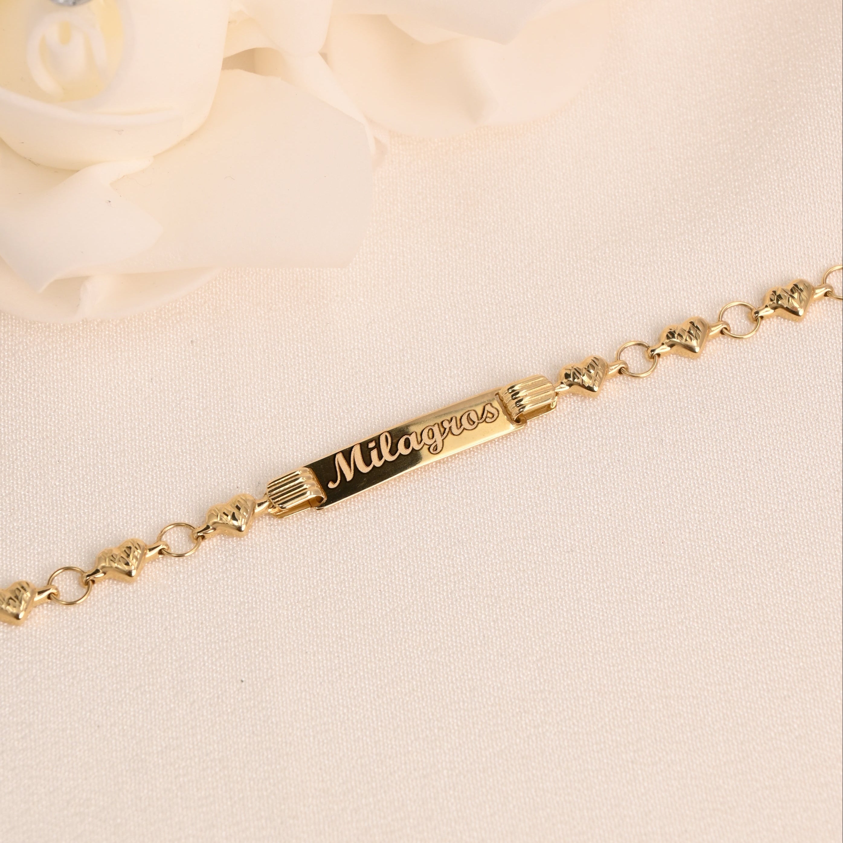 14k Baby Stampato Heart ID Bracelet