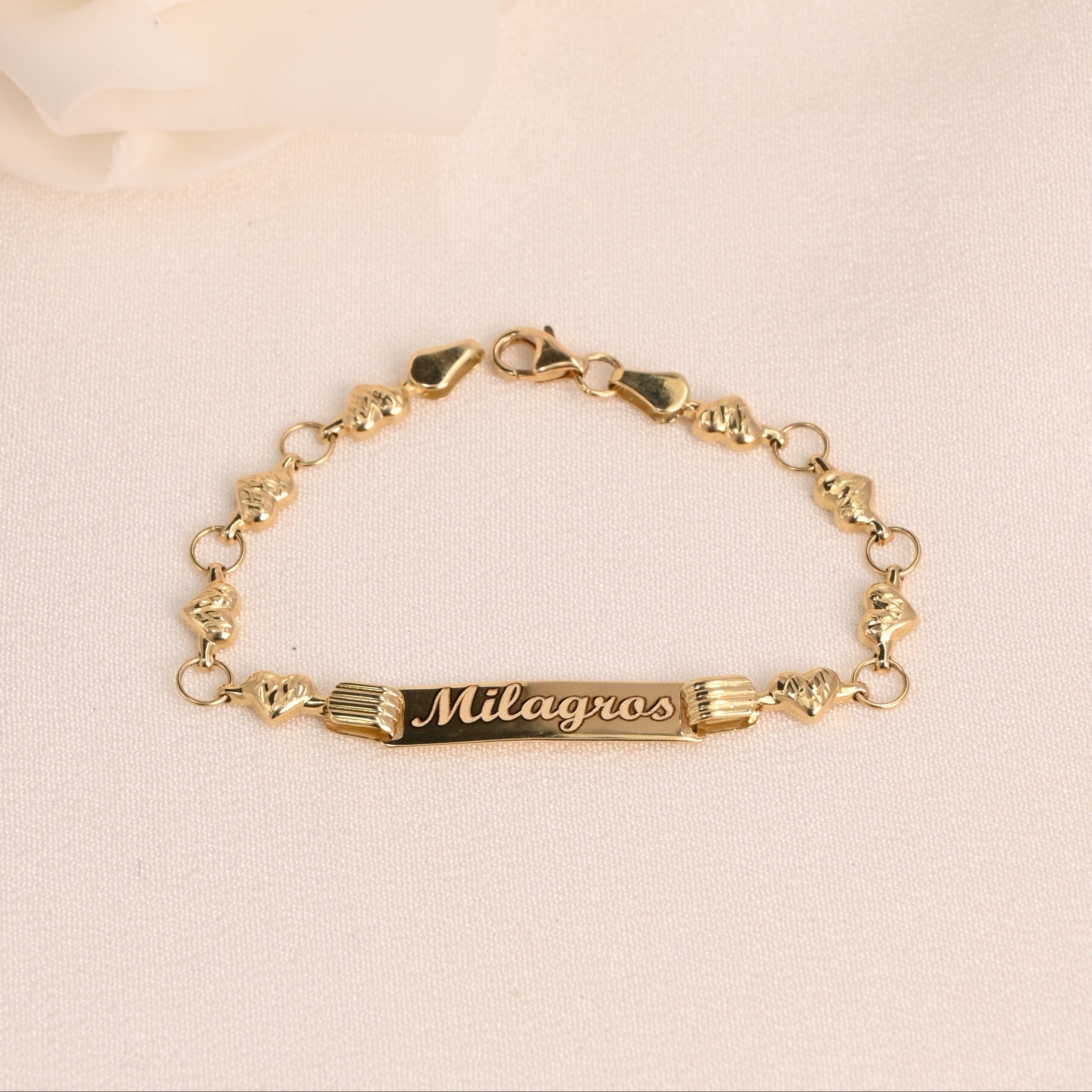 14k Baby Stampato Heart ID Bracelet