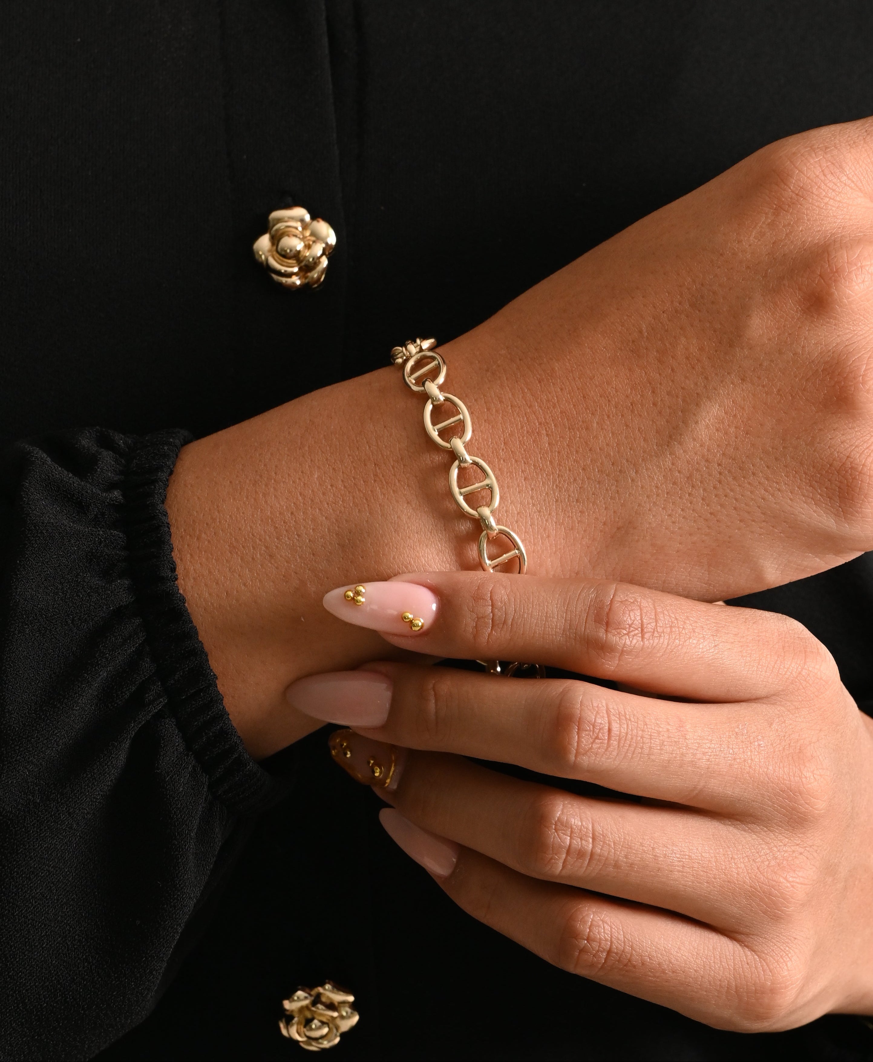 14K Gold Puffer Mariner Anchor Bold Bracelet | 8.7 mm