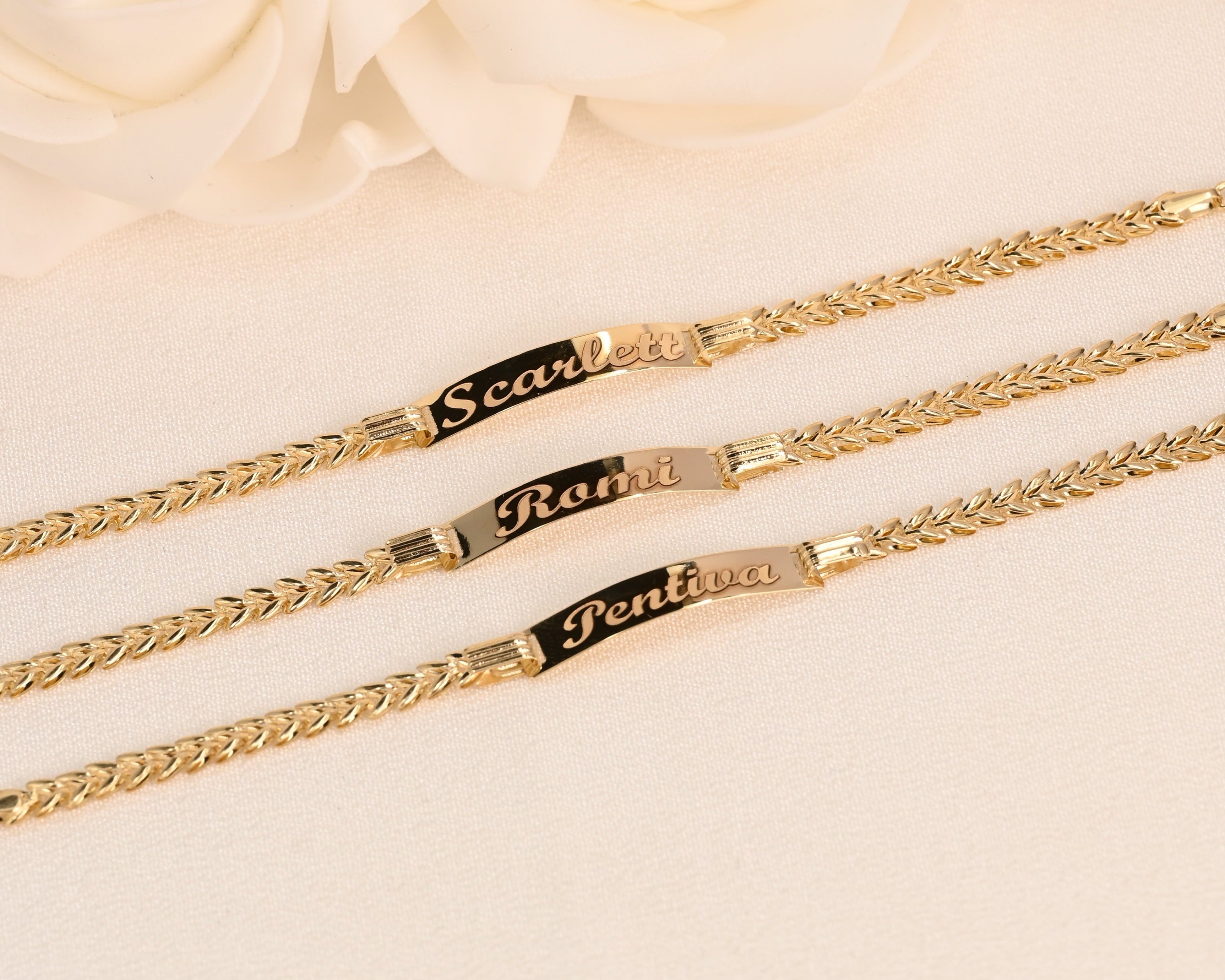 14k Baby Leaf ID Bracelet