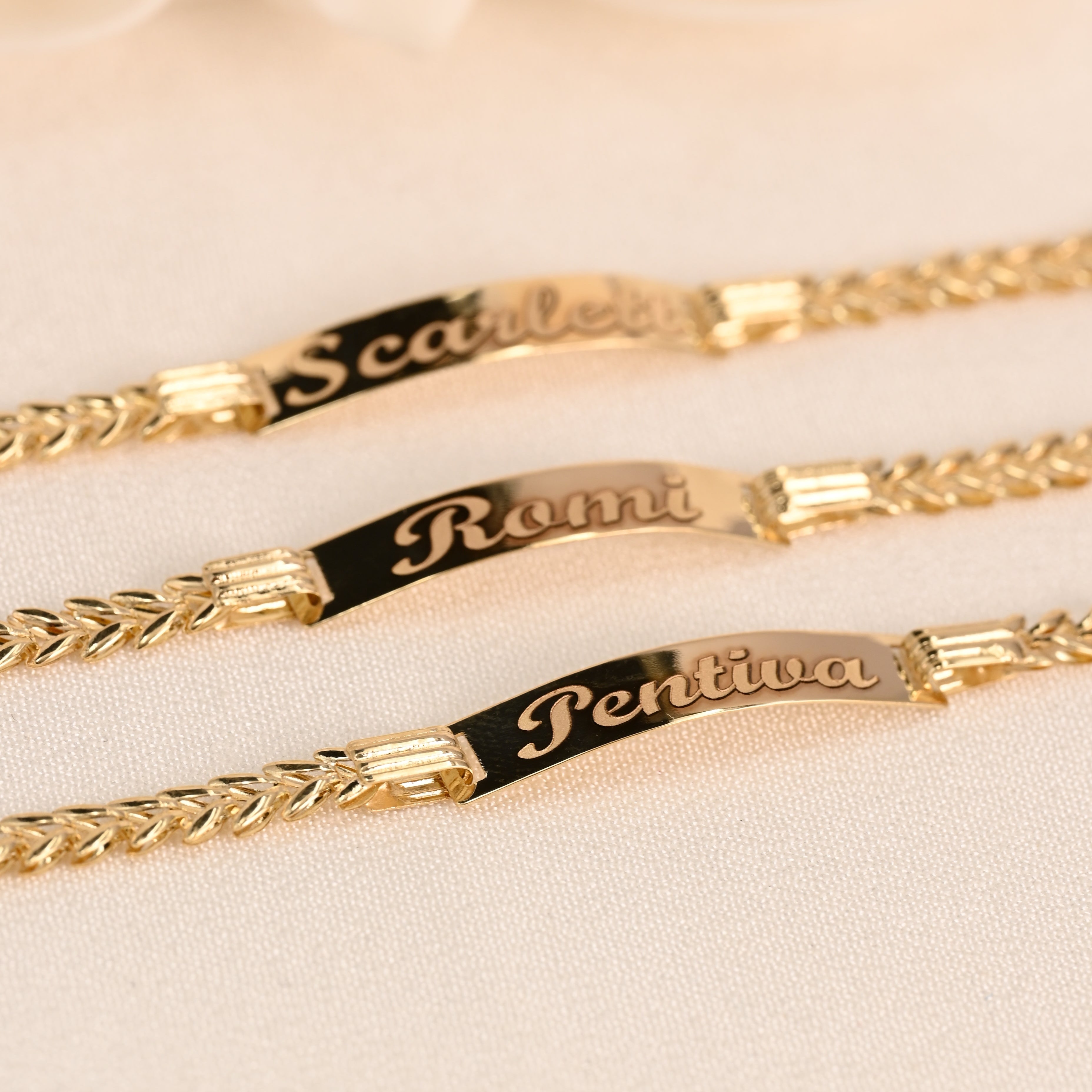 14k Baby Leaf ID Bracelet