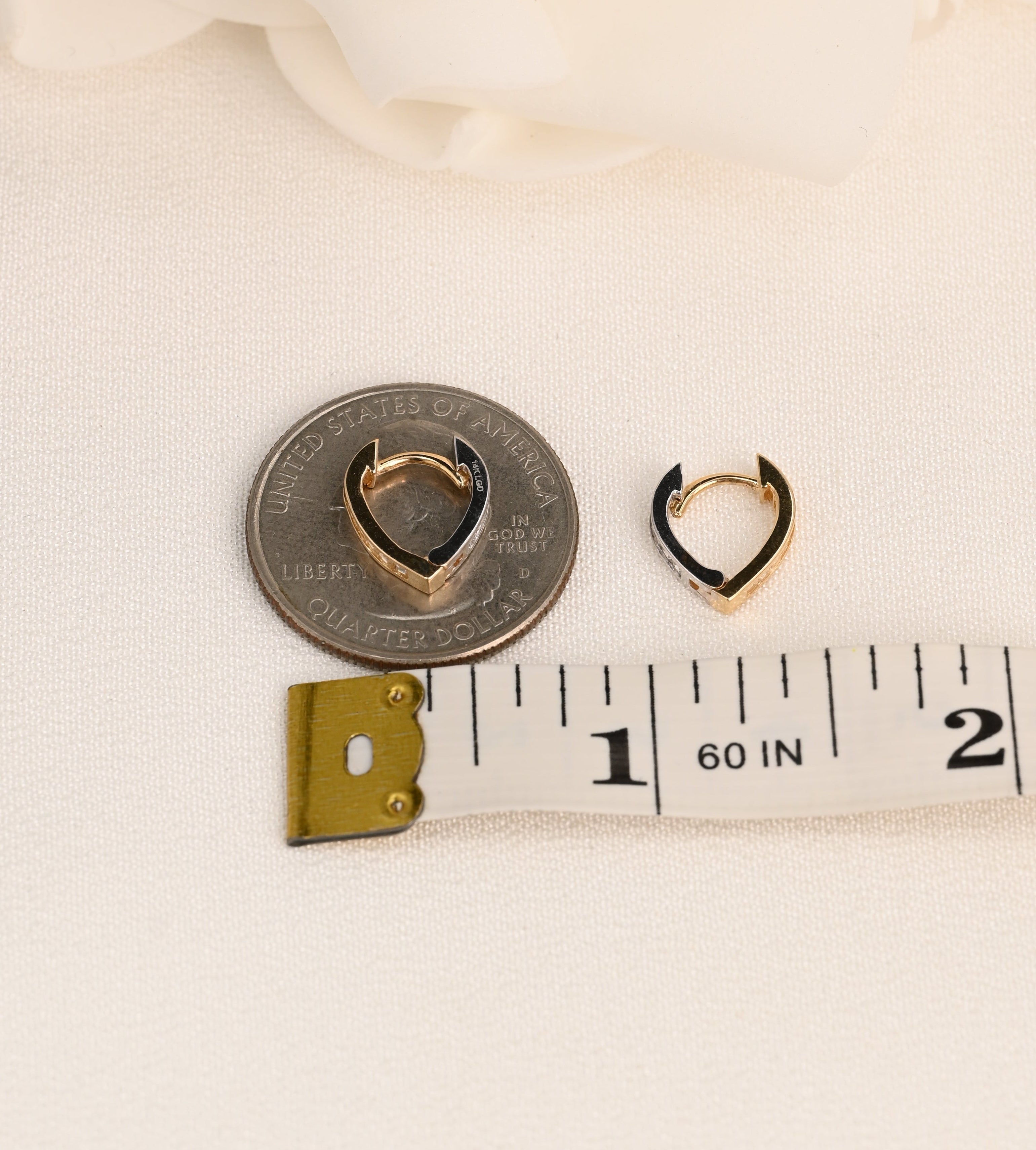 14K Baguette CZ Huggie Earrings