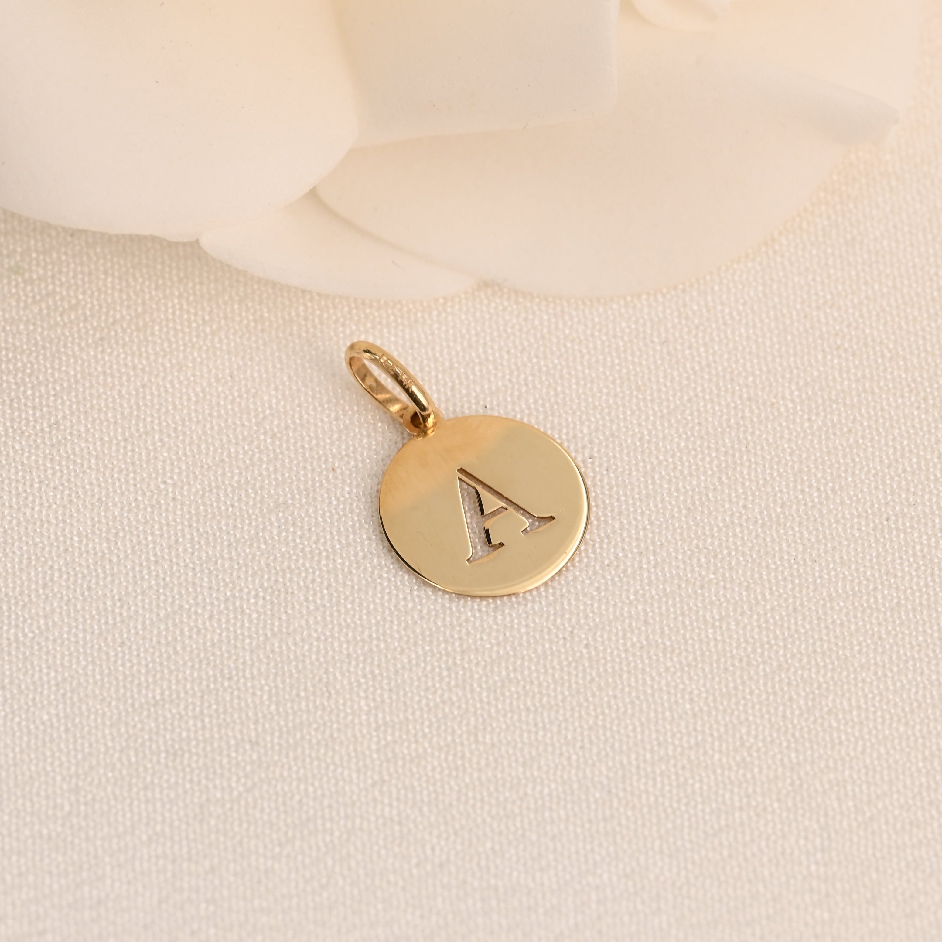 14k Circle Initial Pendant