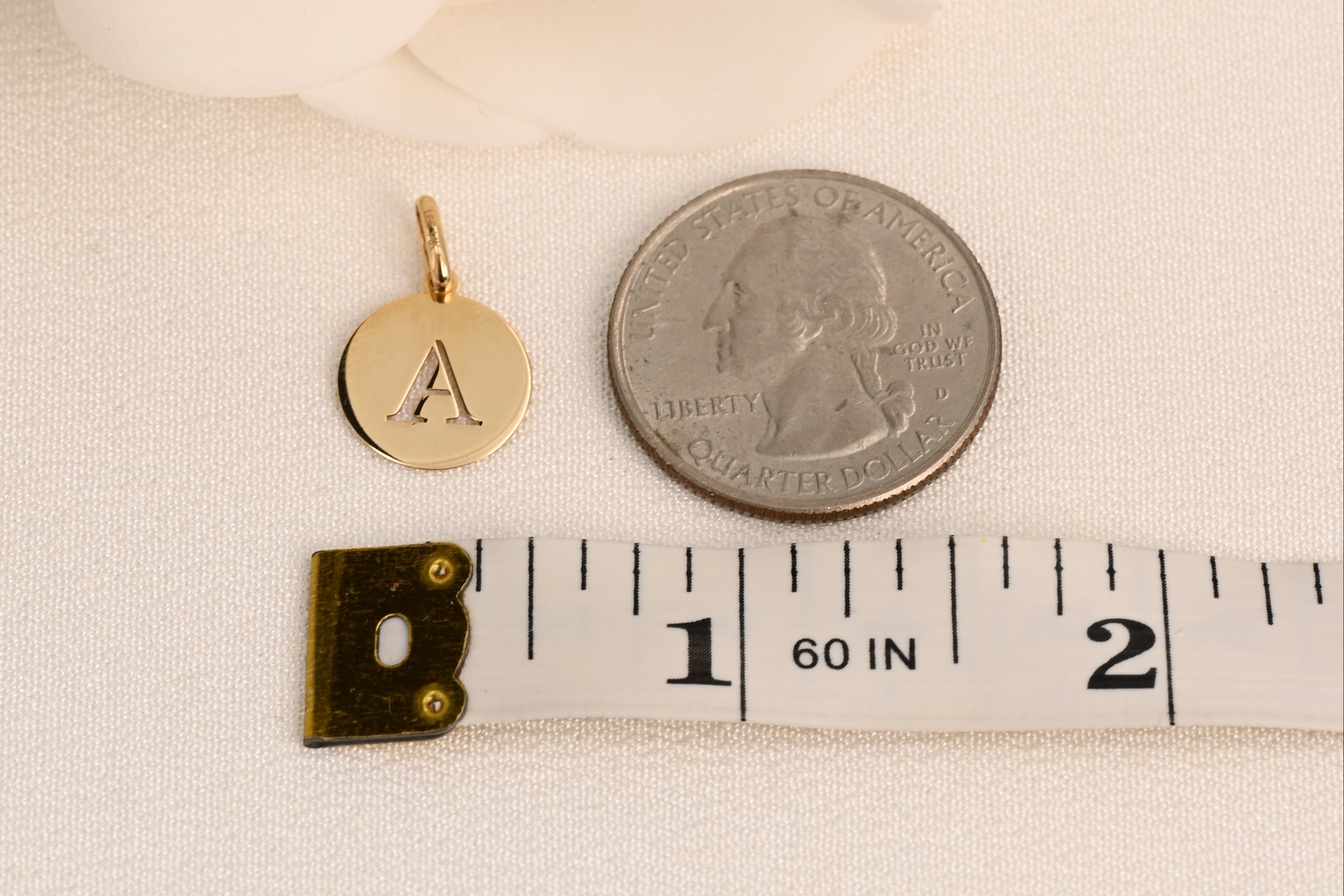14k Circle Initial Pendant