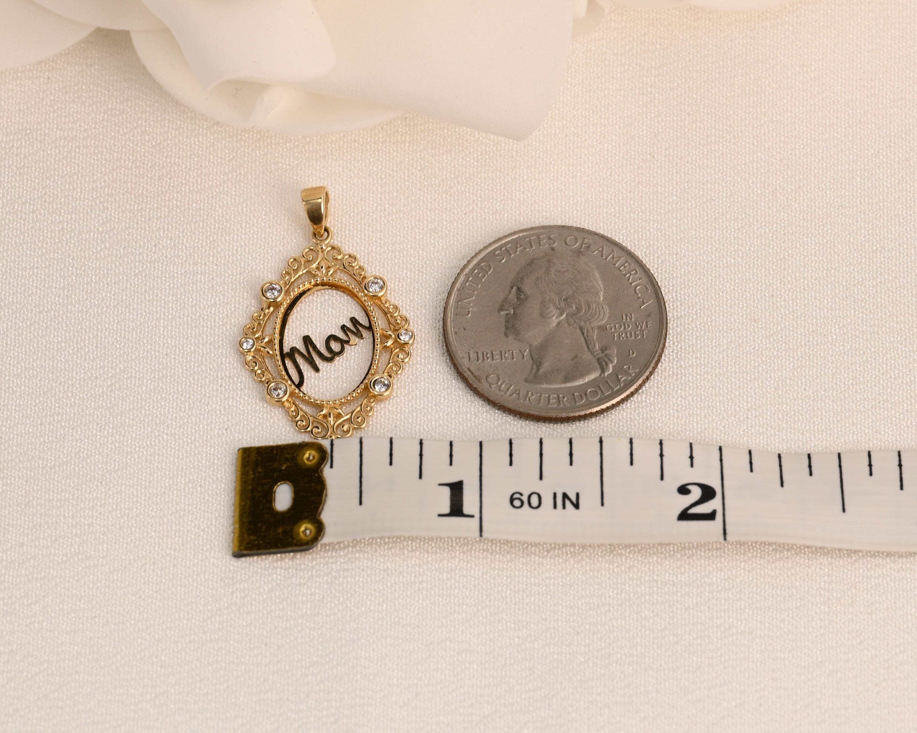 14k Filigree Mom Frame Pendant