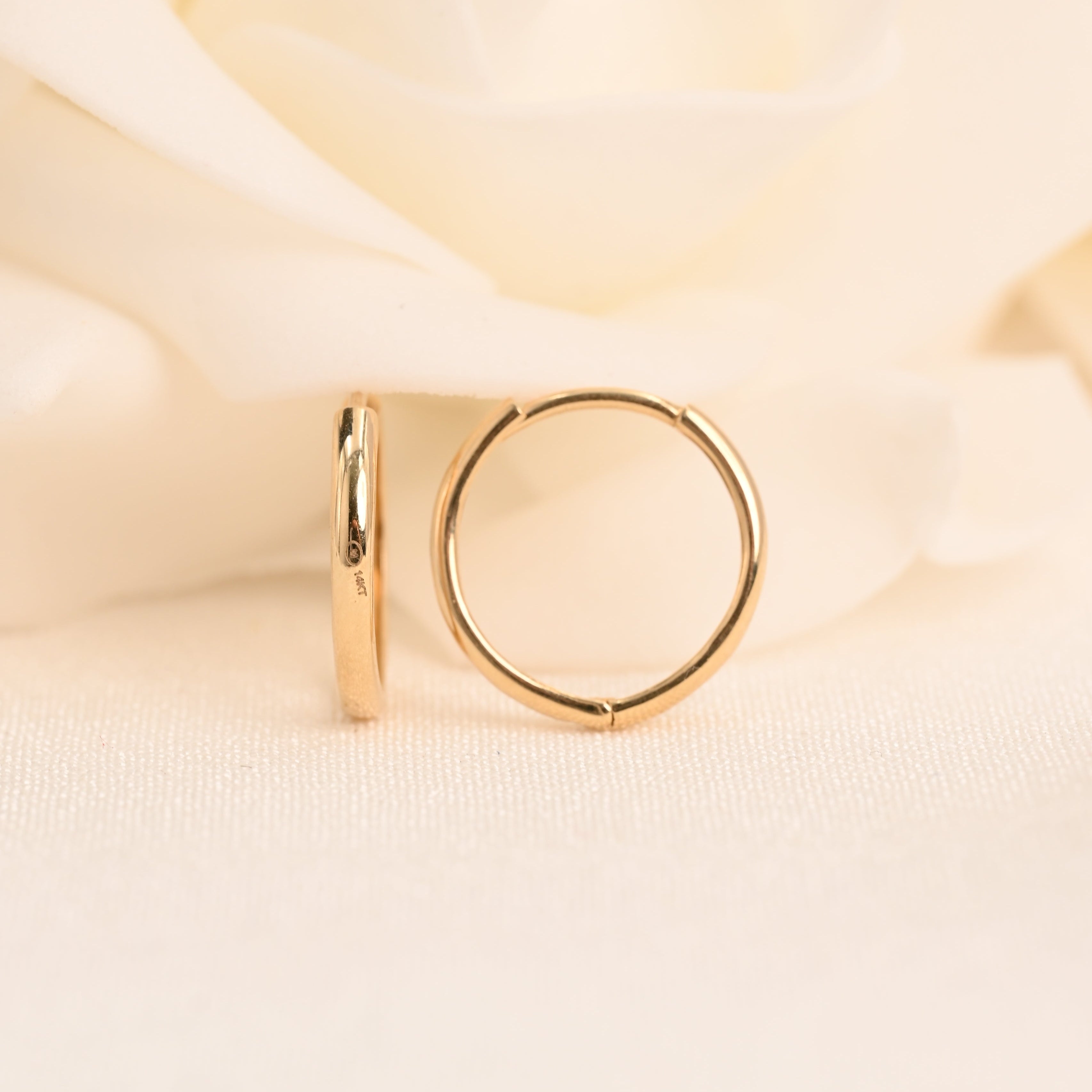 14k Polished Huggie Earrings - 15mm