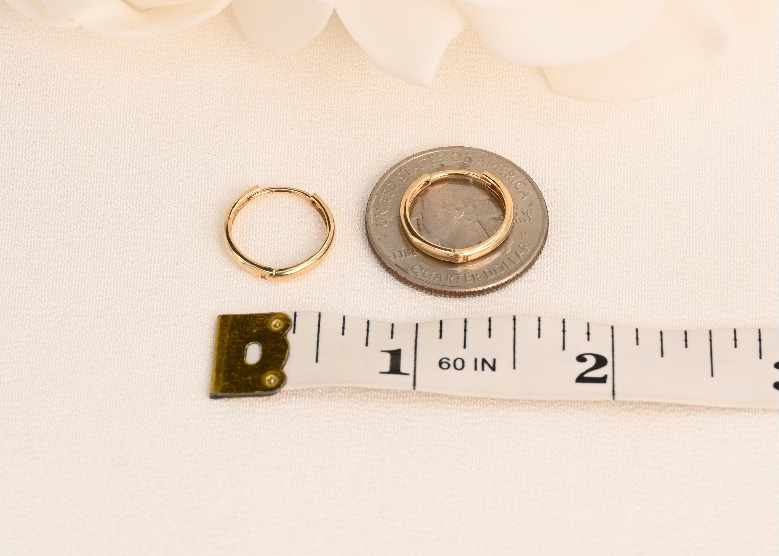 14k Polished Huggie Earrings - 15mm