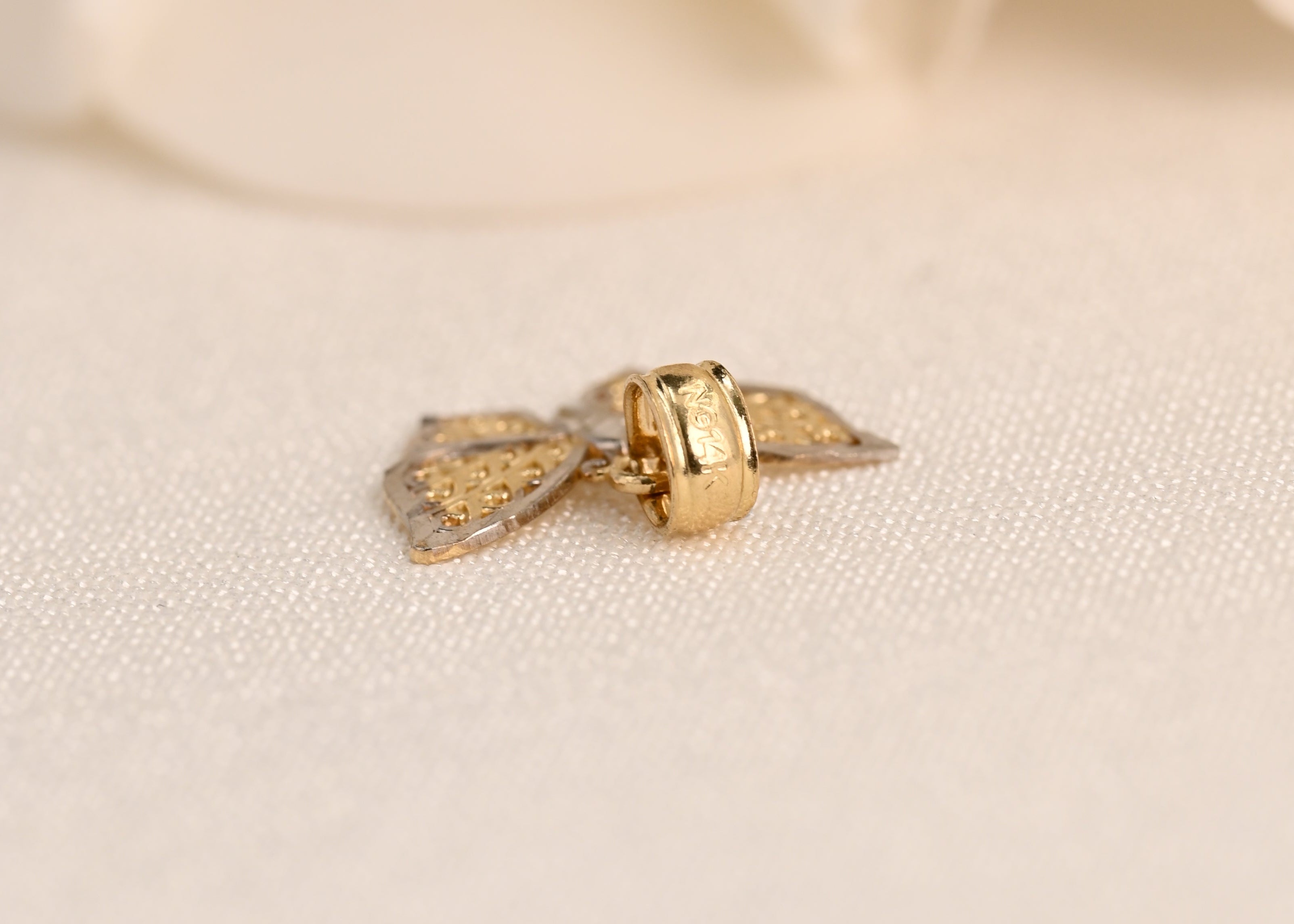 14k Two-Tone Filigree Butterfly Pendant