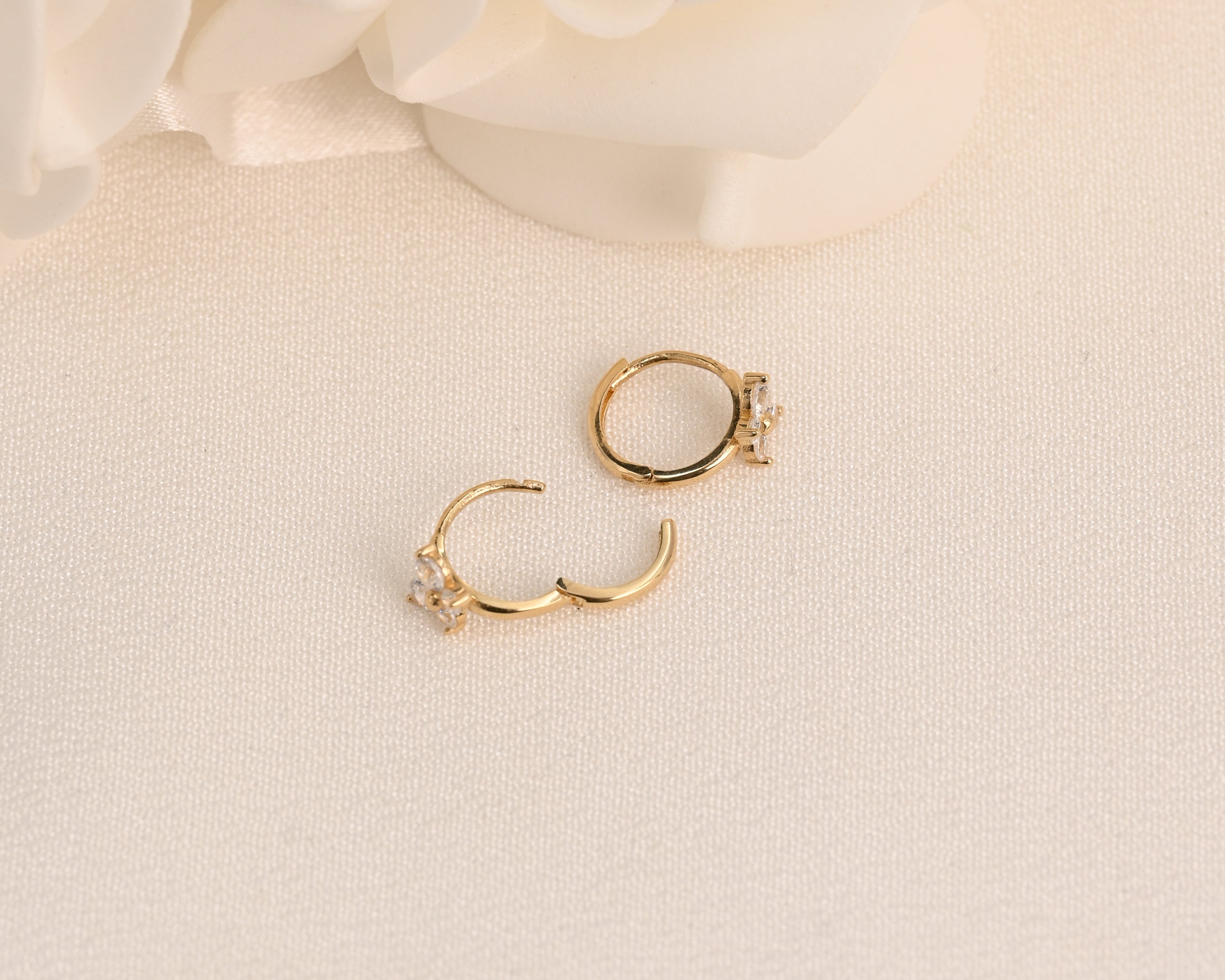 14k Dainty Butterfly Huggies Earrings