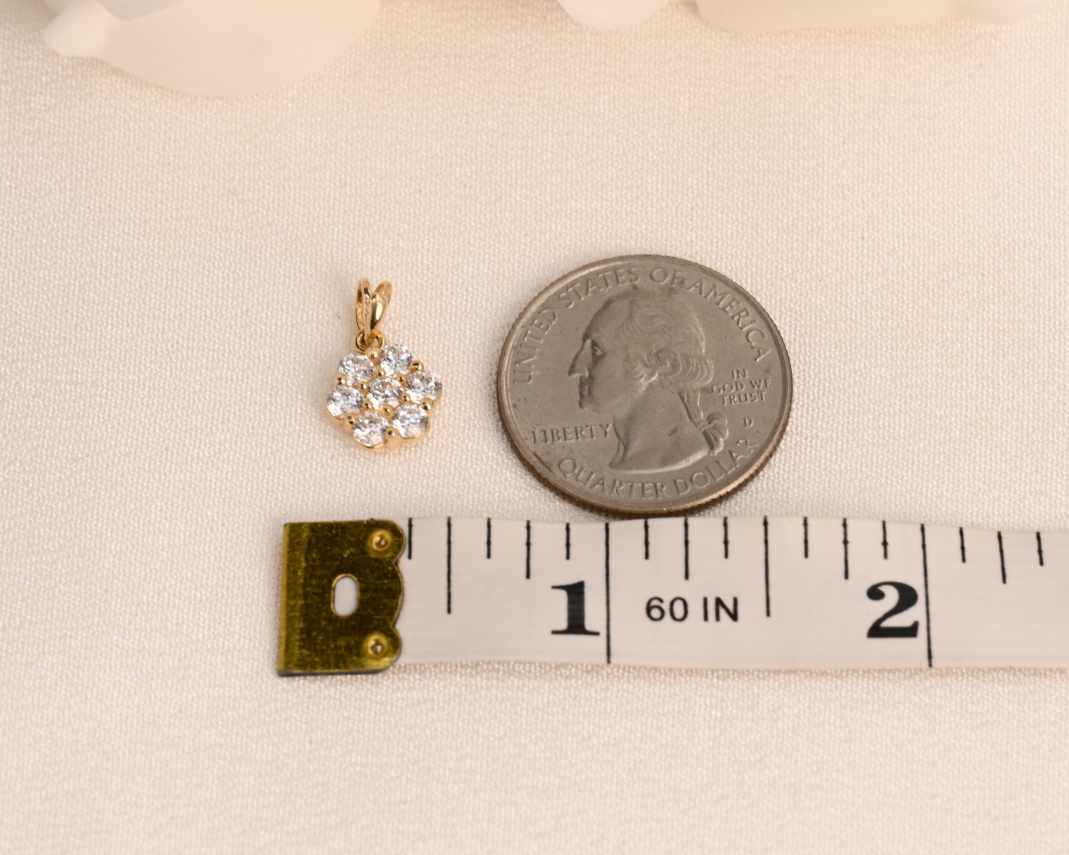 14K CZ Flower Cluster Pendant