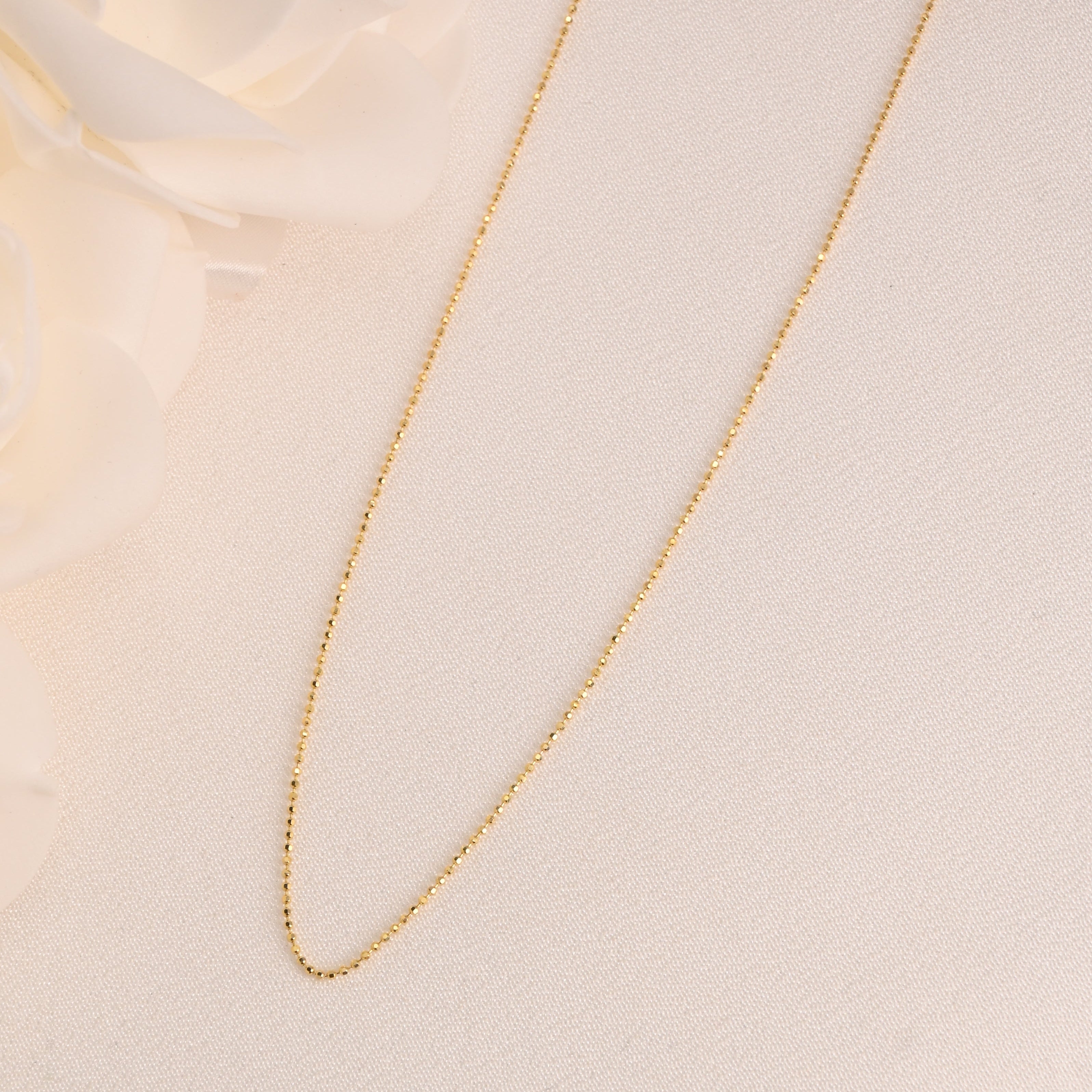 14k Dainty Diamond Cut Bead Chain