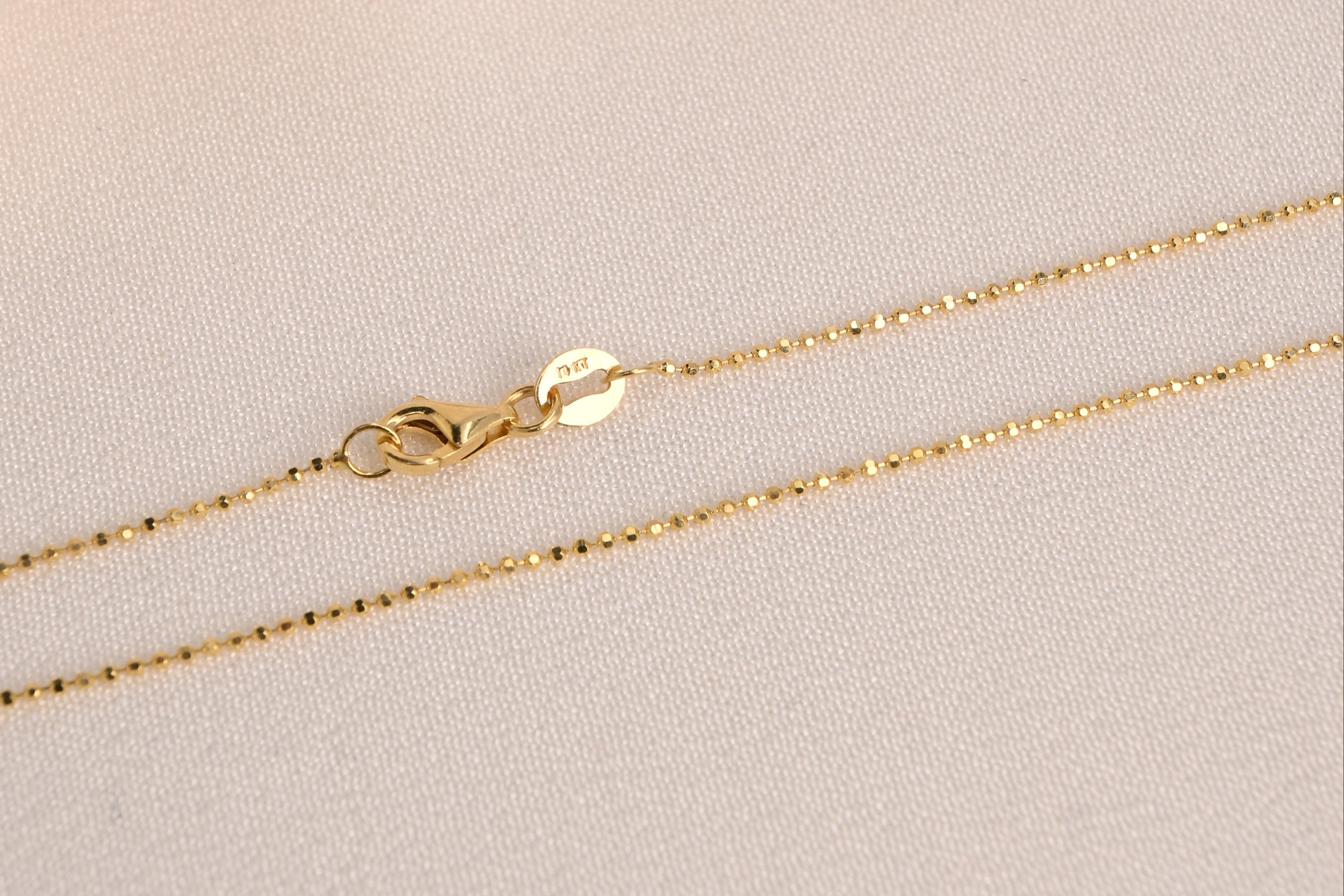14k Dainty Diamond Cut Bead Chain